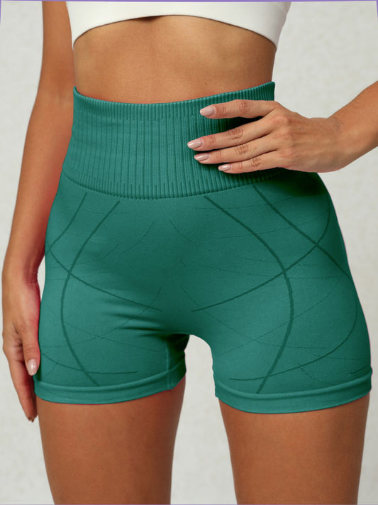 Blue Zone Planet | High Waist Active Shorts-TOPS / DRESSES-[Adult]-[Female]-Teal-S-2022 Online Blue Zone Planet