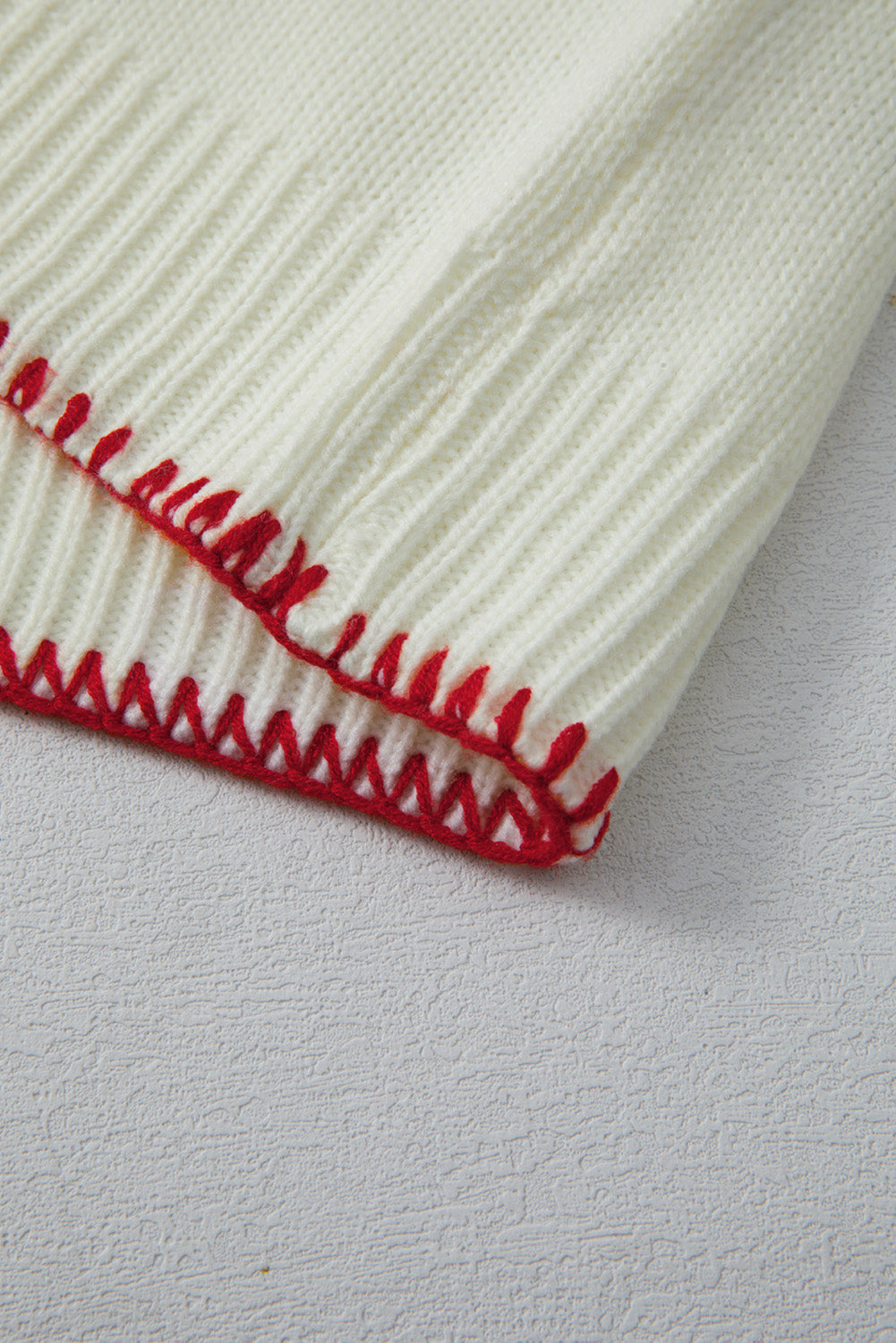 White Bow Pattern Contrast Trim Christmas Loose Graphic Sweater-TOPS / DRESSES-[Adult]-[Female]-2022 Online Blue Zone Planet