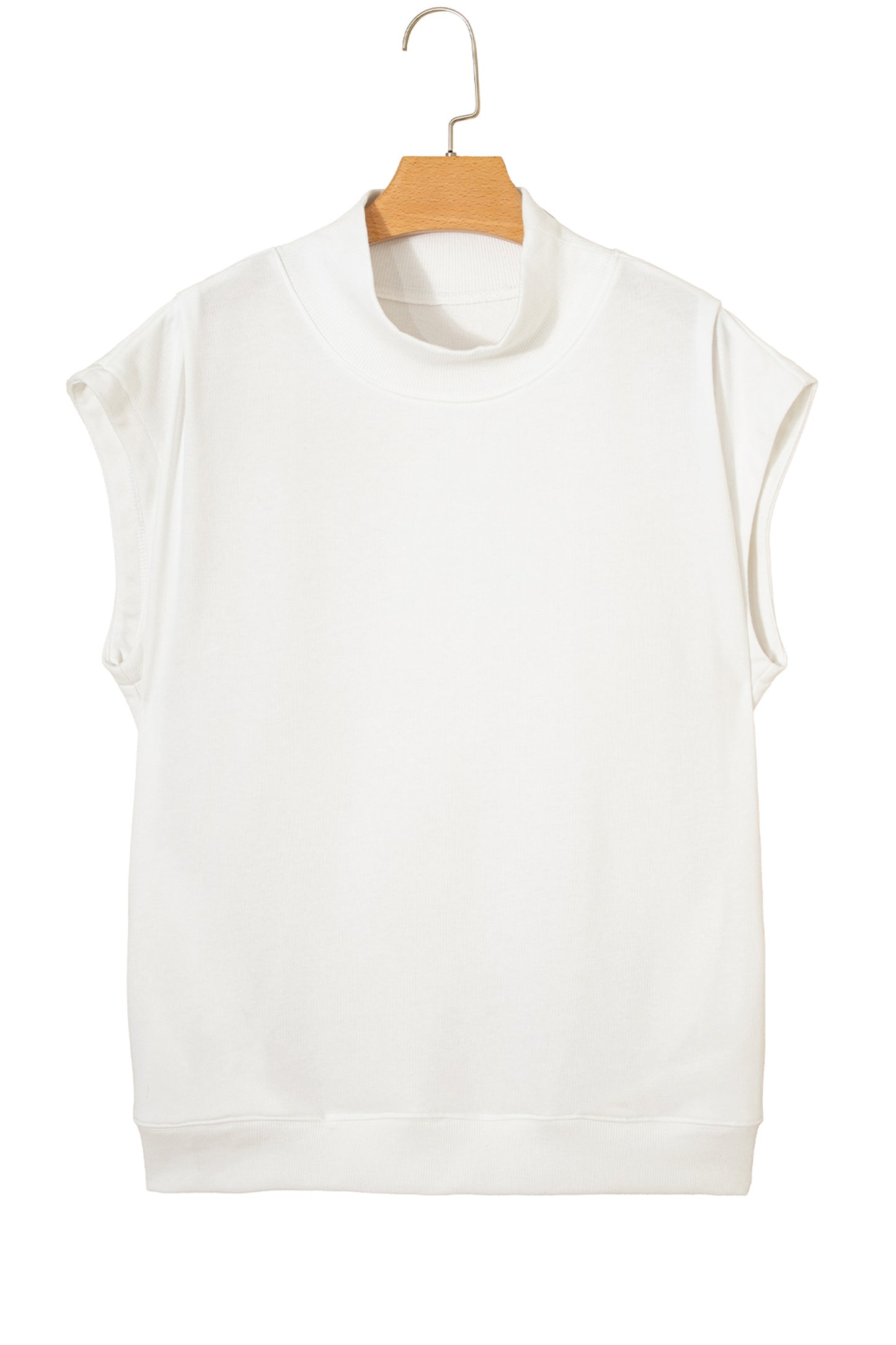Black Solid Color High Neck Cap Sleeve Loose Top-Tops/Tops & Tees-[Adult]-[Female]-2022 Online Blue Zone Planet