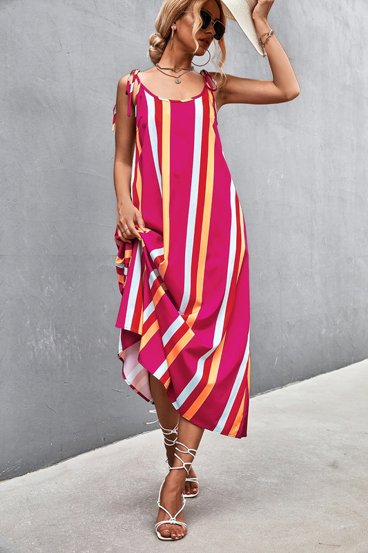 Striped Scoop Neck Cami Dress-TOPS / DRESSES-[Adult]-[Female]-Hot Pink-S-2022 Online Blue Zone Planet