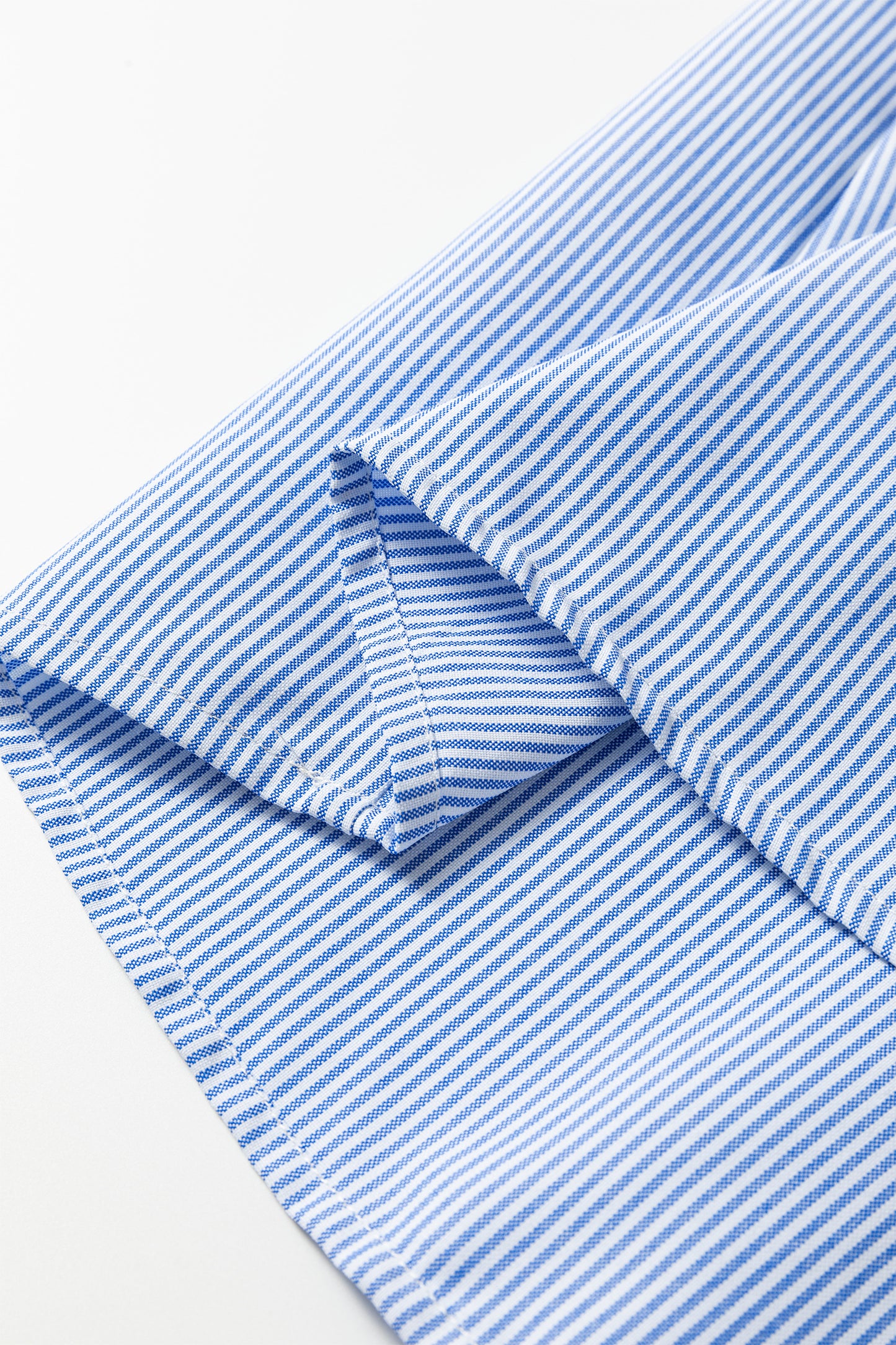 Sky Blue Stripe Shirred Detail Collar V Neck Plus Size Midi Dress-TOPS / DRESSES-[Adult]-[Female]-2022 Online Blue Zone Planet