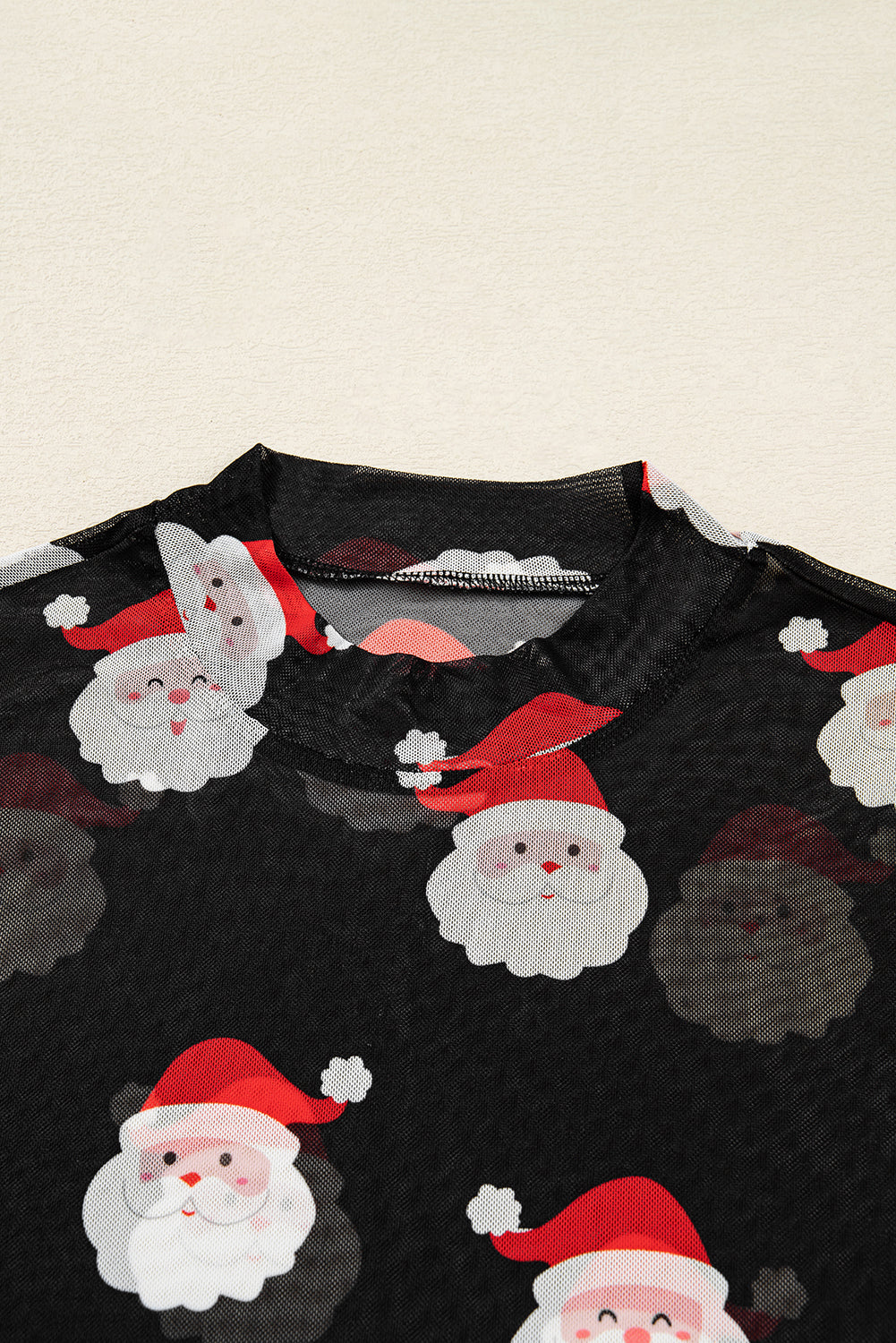 Black Christmas Fashion Print Slim Fit Long Sleeve Top-Tops/Long Sleeve Tops-[Adult]-[Female]-2022 Online Blue Zone Planet