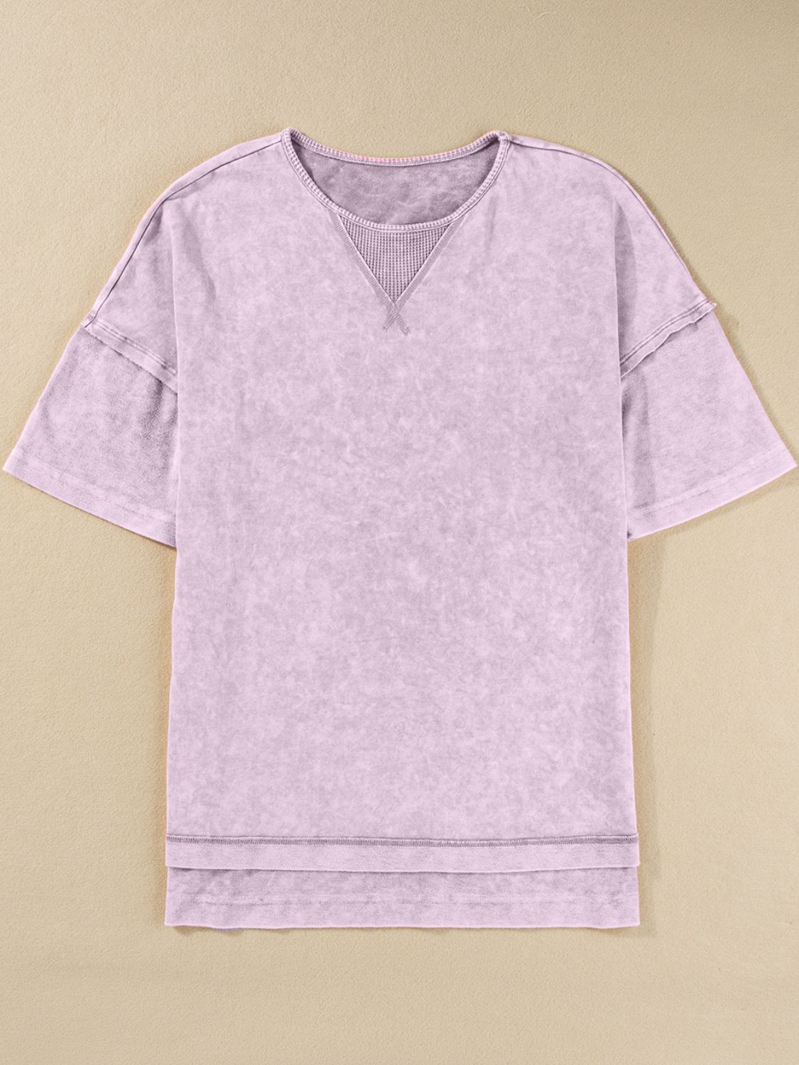 Round Neck Half Sleeve T-Shirt-TOPS / DRESSES-[Adult]-[Female]-Pink Purple-S-2022 Online Blue Zone Planet