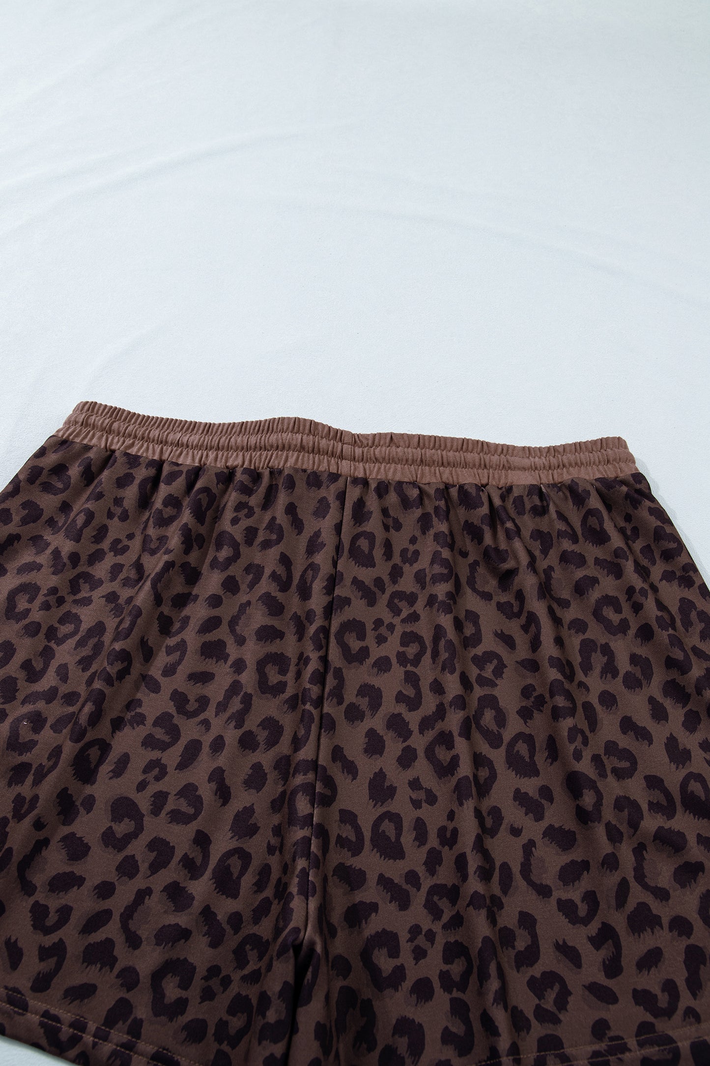 Brown Plus Size Leopard Short Set-Plus Size/Plus Size Loungewear-[Adult]-[Female]-2022 Online Blue Zone Planet