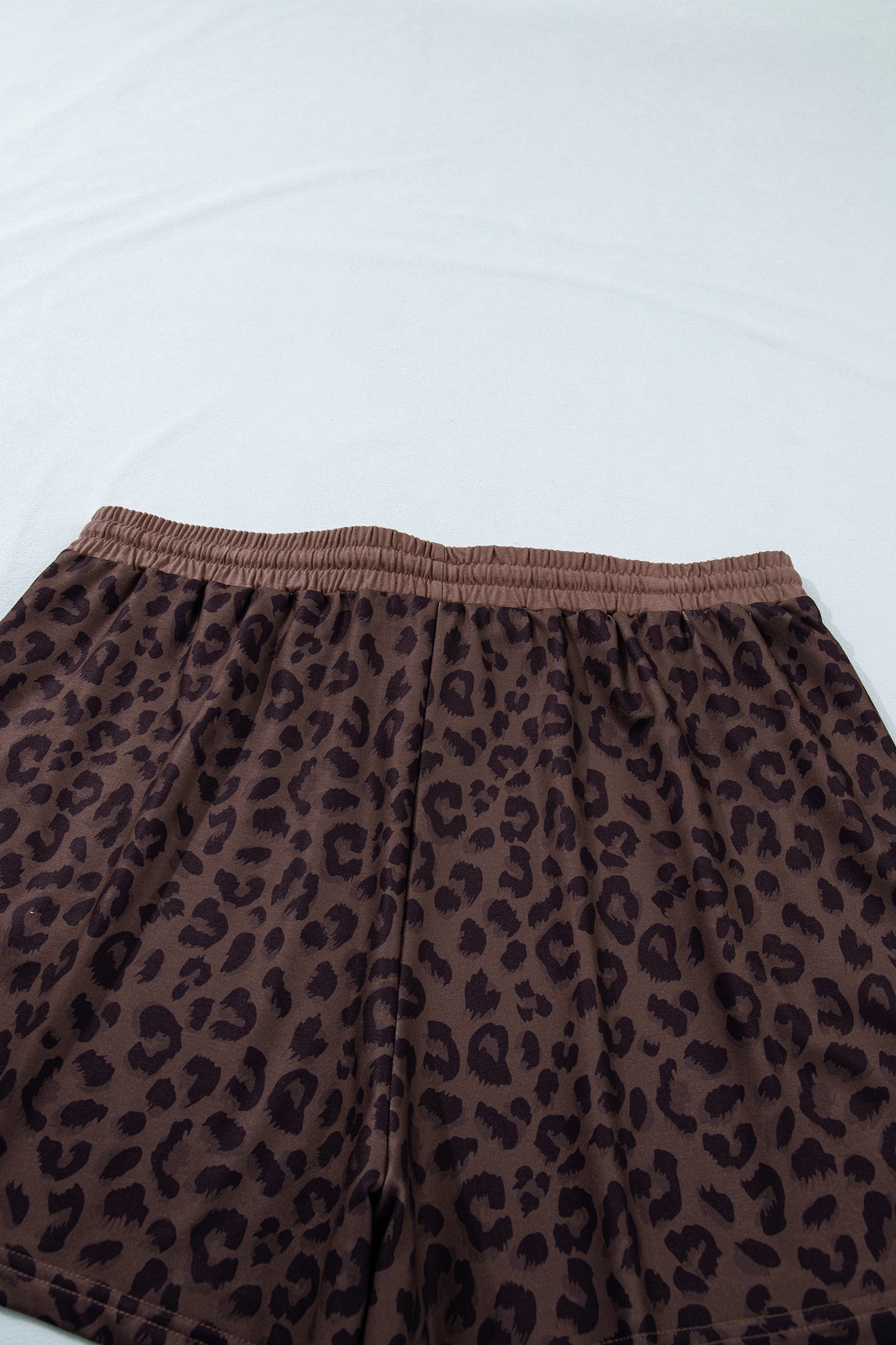 Brown Plus Size Leopard Short Set-Plus Size/Plus Size Loungewear-[Adult]-[Female]-2022 Online Blue Zone Planet