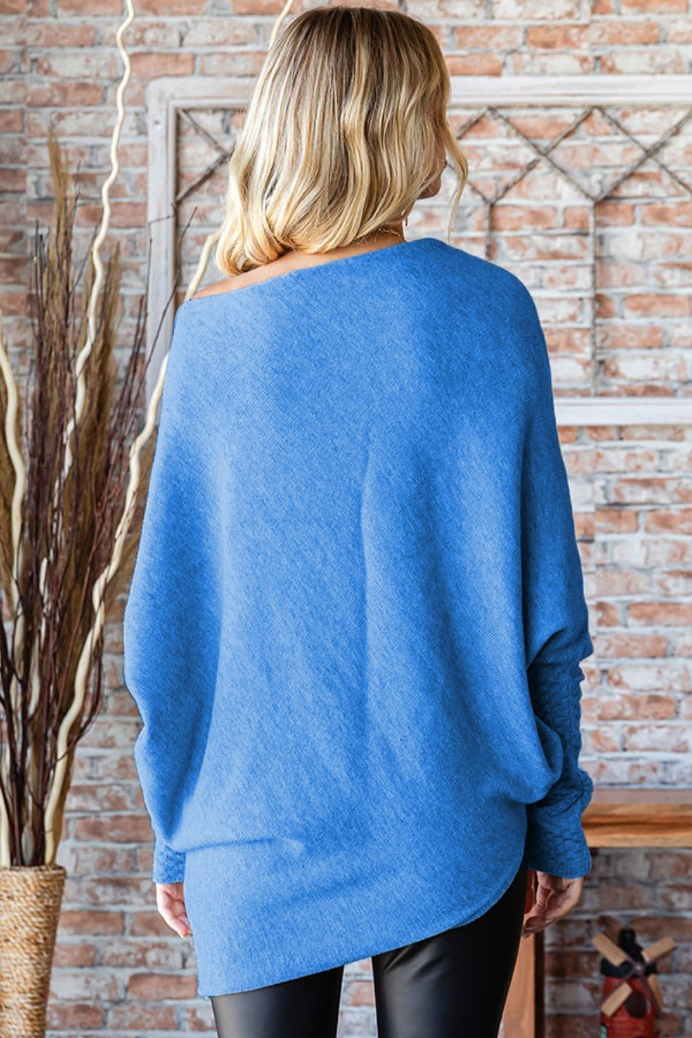 First Love Full Size Asymmetrical Hem Dolman Sleeve Sweater-[Adult]-[Female]-2022 Online Blue Zone Planet