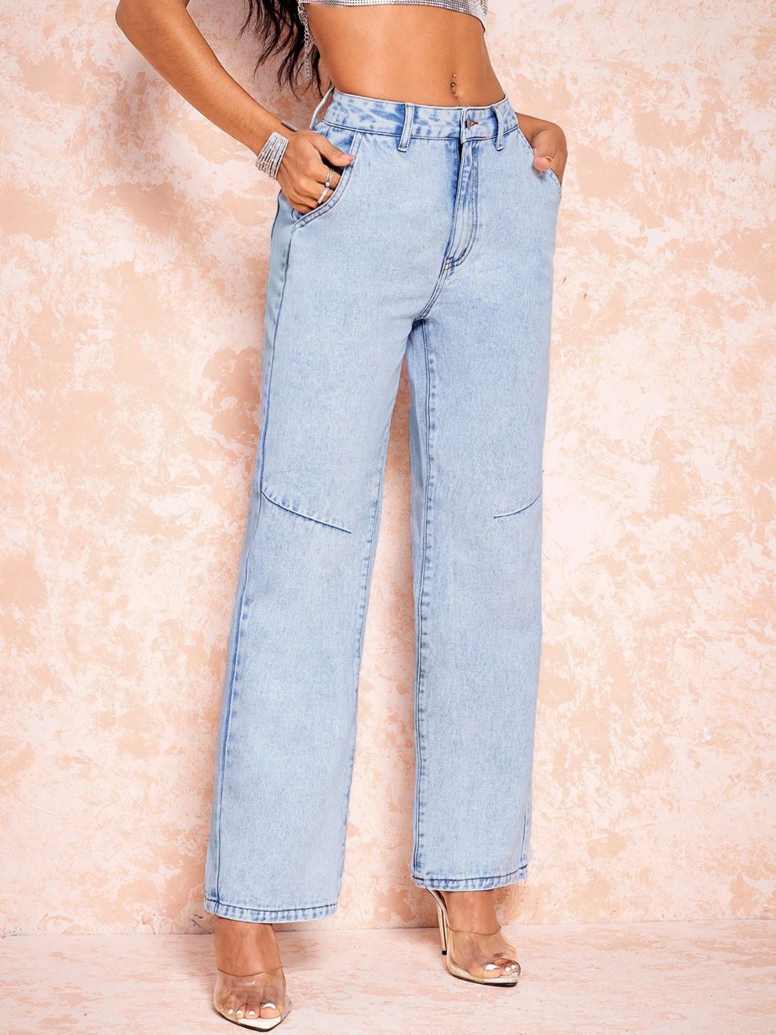 Blue Zone Planet | Straight Leg Jeans with Pockets-BOTTOMS SIZES SMALL MEDIUM LARGE-[Adult]-[Female]-2022 Online Blue Zone Planet