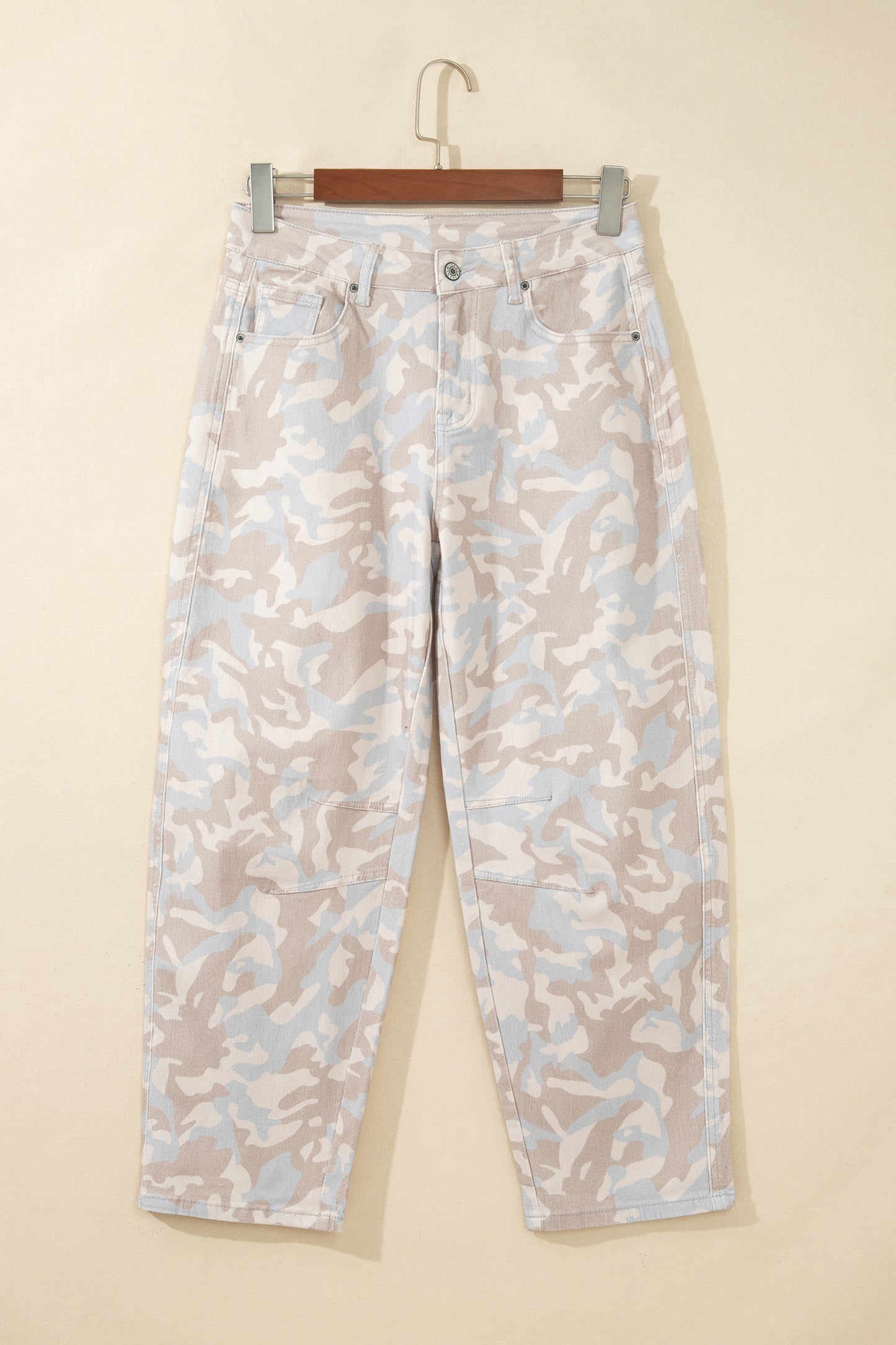 Khaki Camouflage Pattern Pocket Rivet Detail Ankle-Length Harem Fit Jeans-Bottoms/Jeans-[Adult]-[Female]-2022 Online Blue Zone Planet