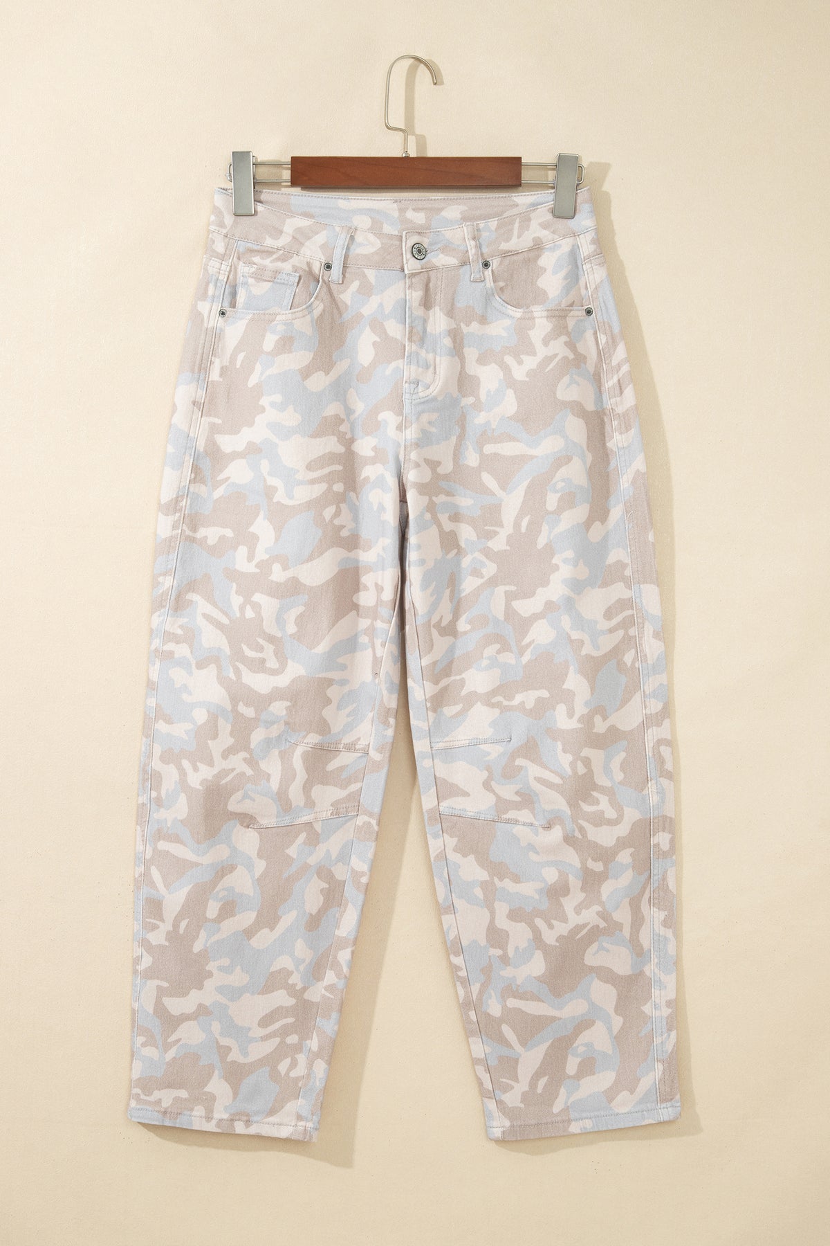 Khaki Camouflage Pattern Pocket Rivet Detail Ankle-Length Harem Fit Jeans-Bottoms/Jeans-[Adult]-[Female]-2022 Online Blue Zone Planet