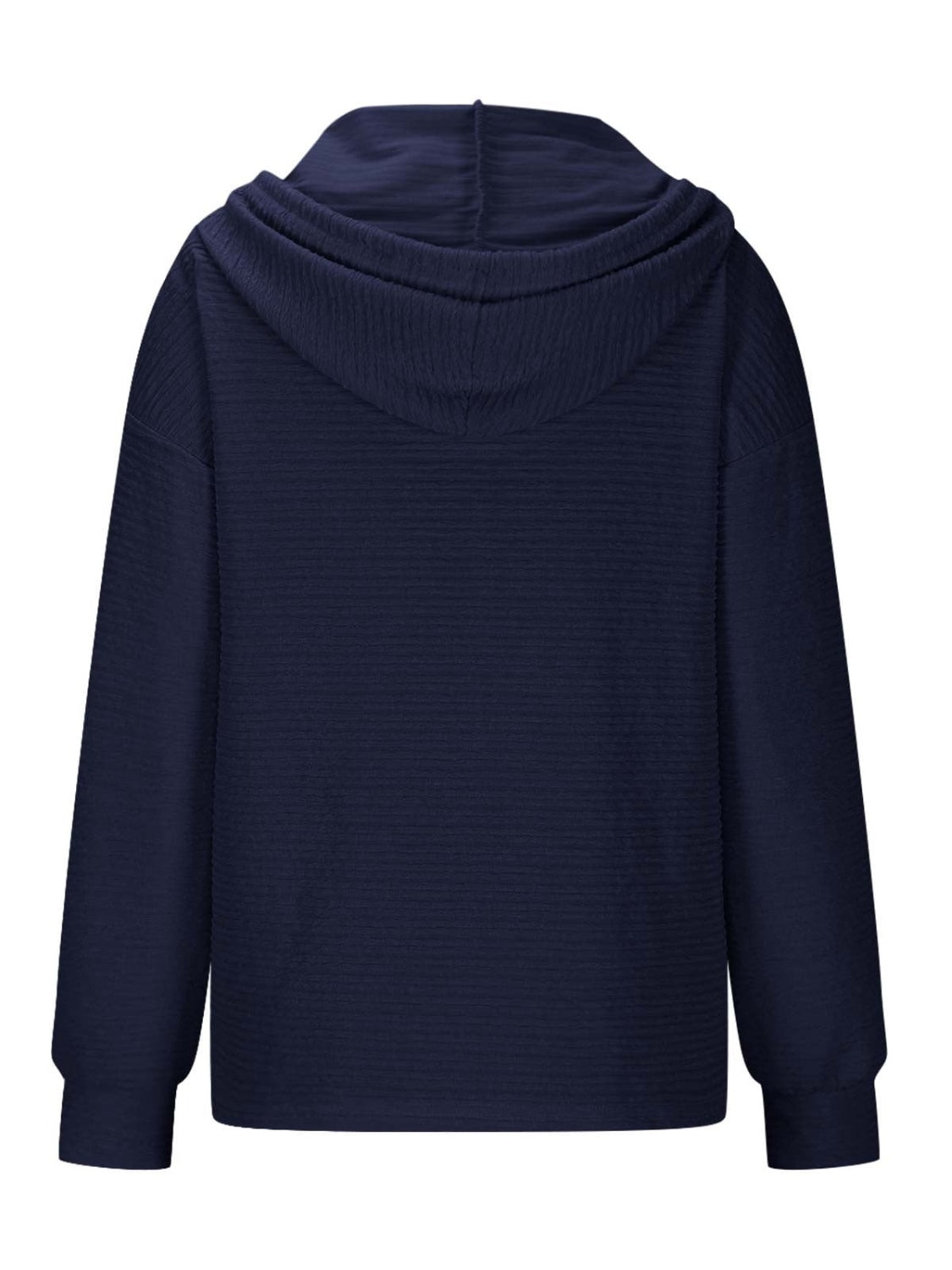 Drawstring Quarter Button Long Sleeve Hoodie-TOPS / DRESSES-[Adult]-[Female]-2022 Online Blue Zone Planet