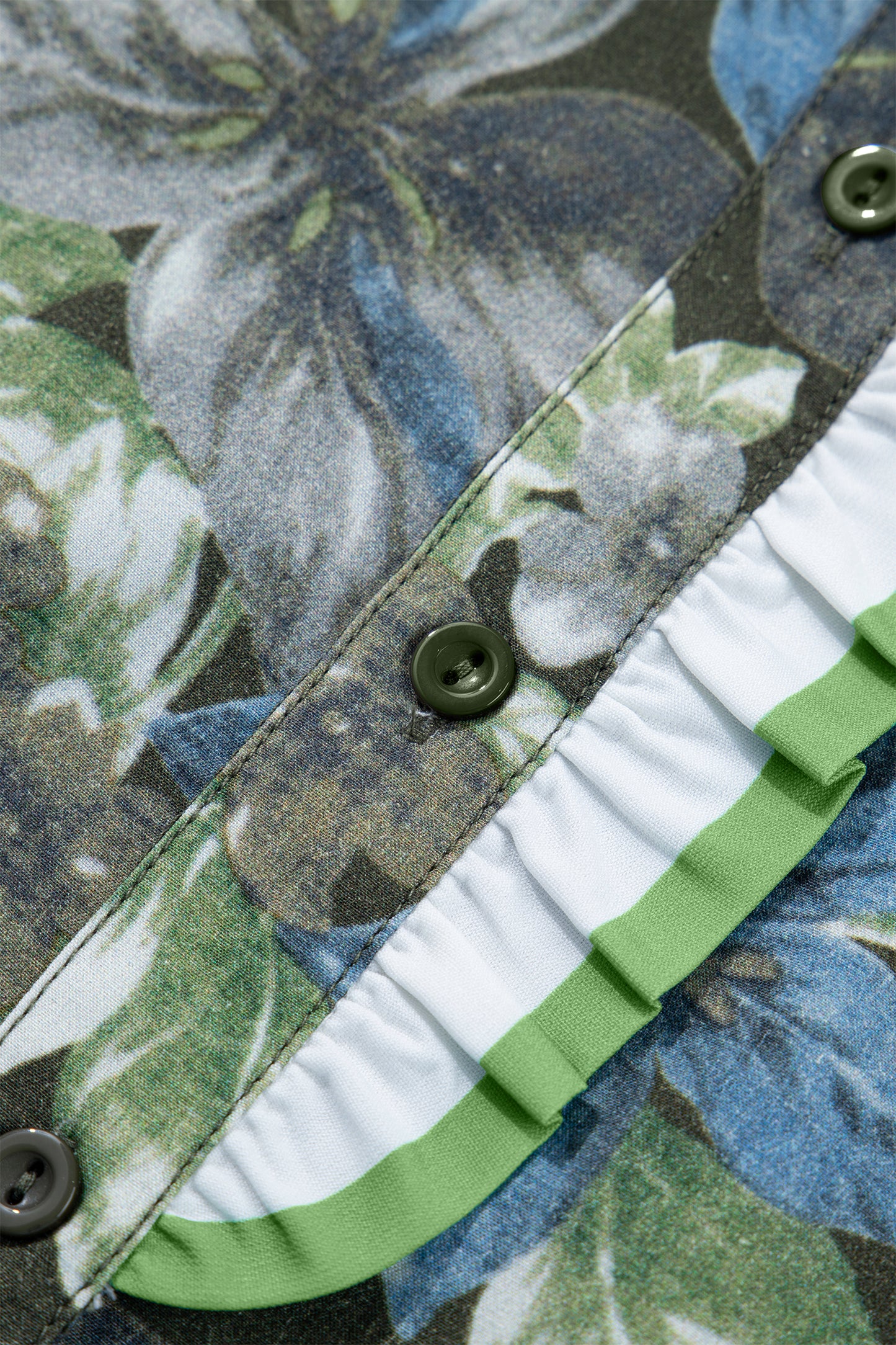 Green Ruffled Short Sleeve Floral Summer Blouse-Tops/Blouses & Shirts-[Adult]-[Female]-2022 Online Blue Zone Planet