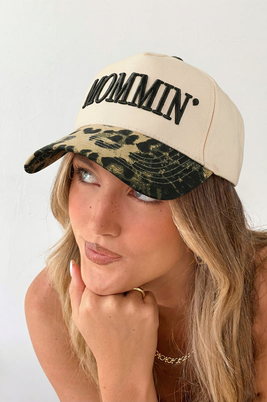 Black Mommin Embroidered Leopard Contrast Brim Baseball Cap-Accessories/Hats & Caps-[Adult]-[Female]-Black-ONE SIZE-2022 Online Blue Zone Planet