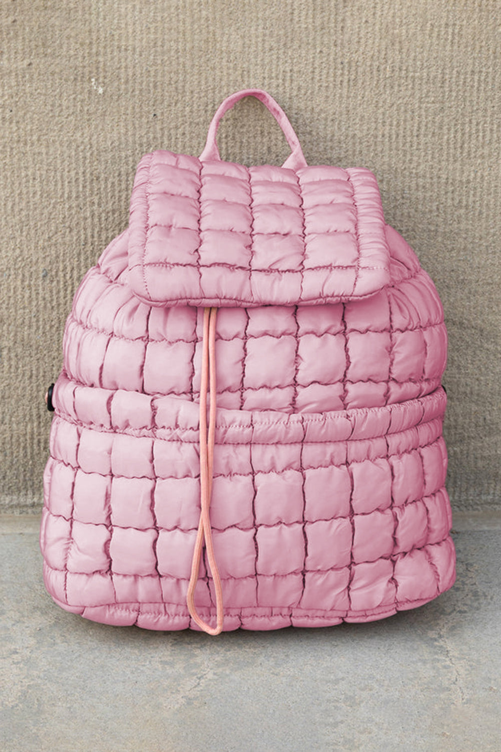 Pink Solid Flapped Quilted Puffer Backpack-Bracelets-[Adult]-[Female]-2022 Online Blue Zone Planet