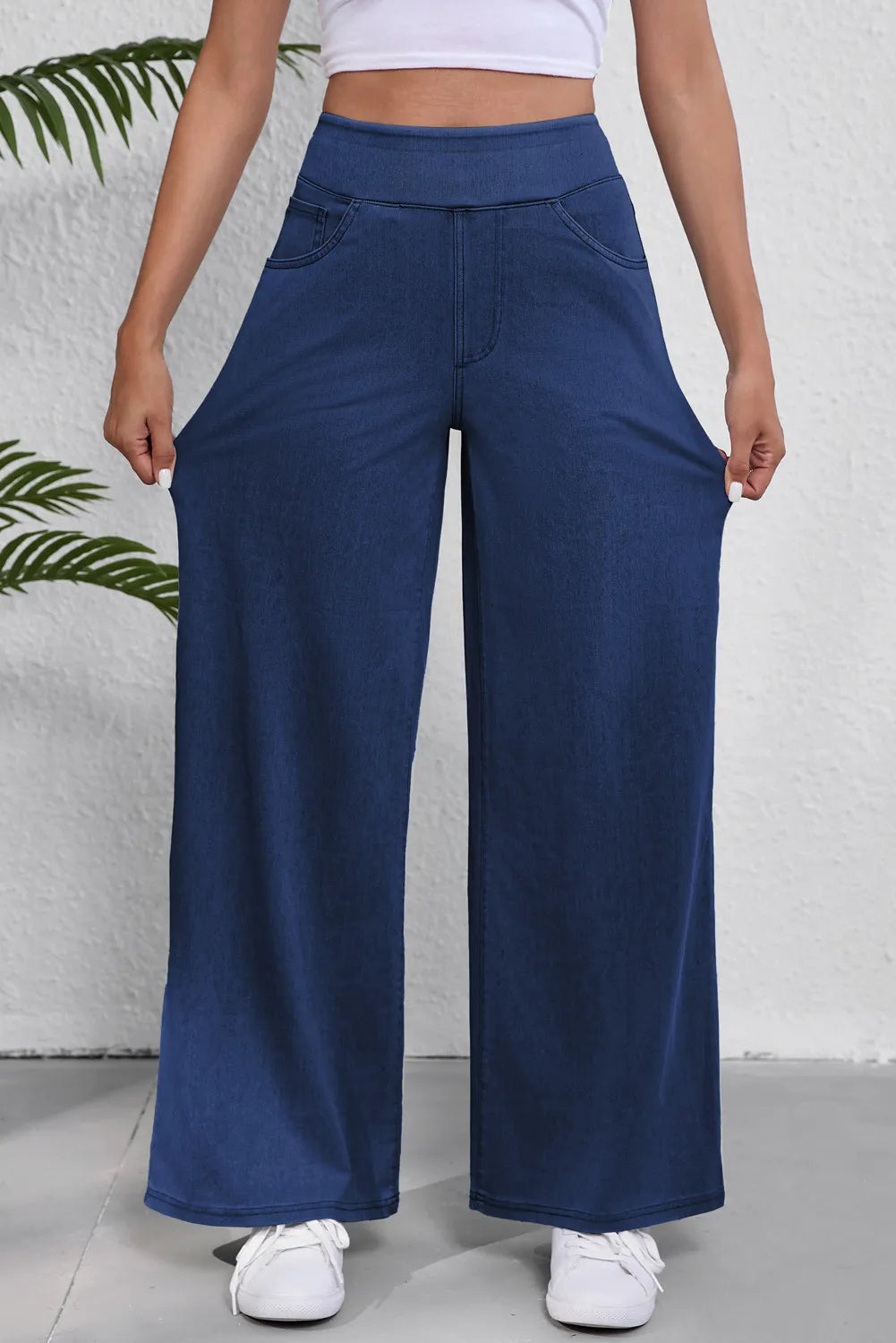 Wide Leg Jeans with Pockets-[Adult]-[Female]-2022 Online Blue Zone Planet