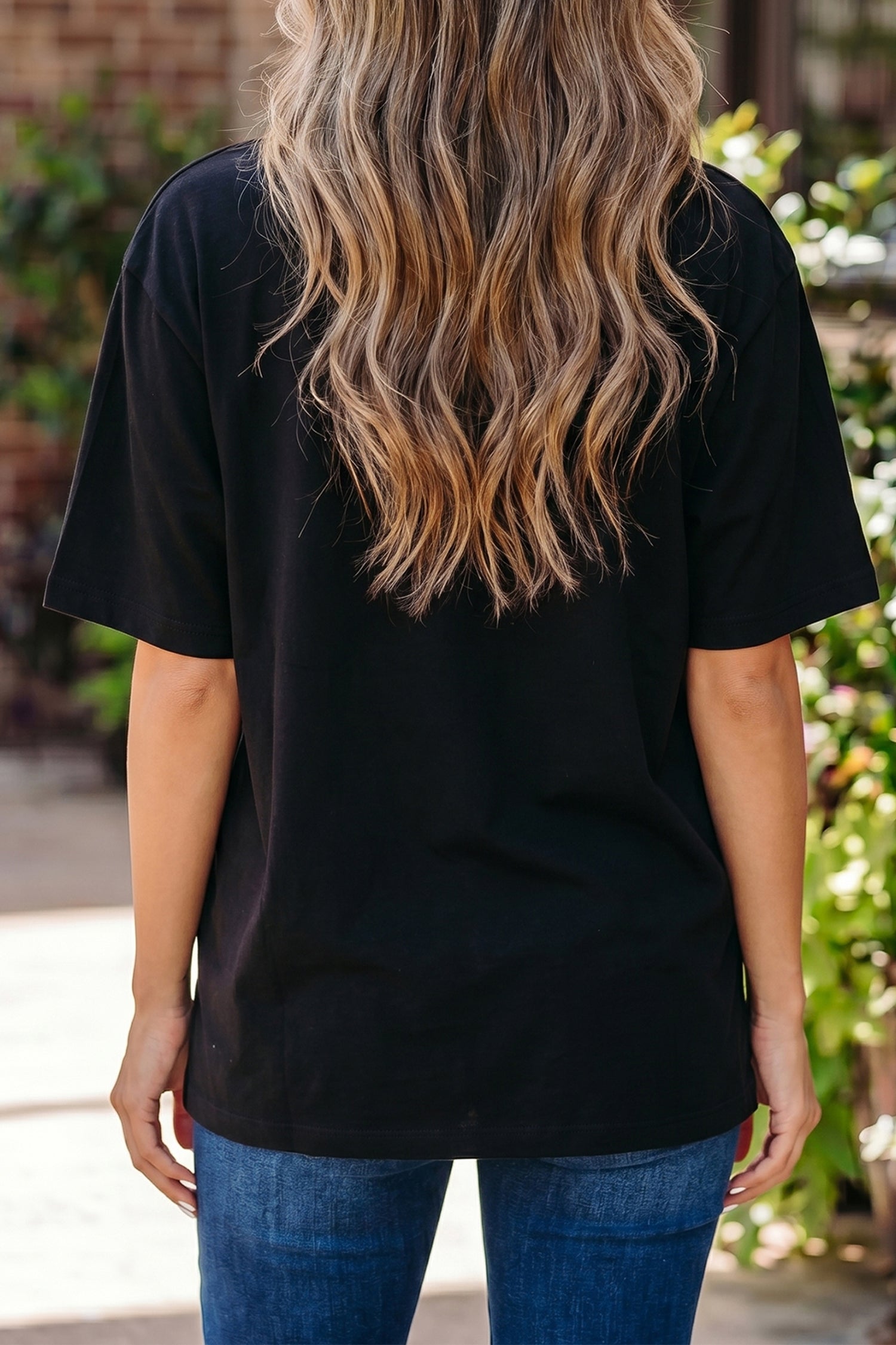 Black Solid Color High Neck Oversize Tee-Tops/Tops & Tees-[Adult]-[Female]-2022 Online Blue Zone Planet