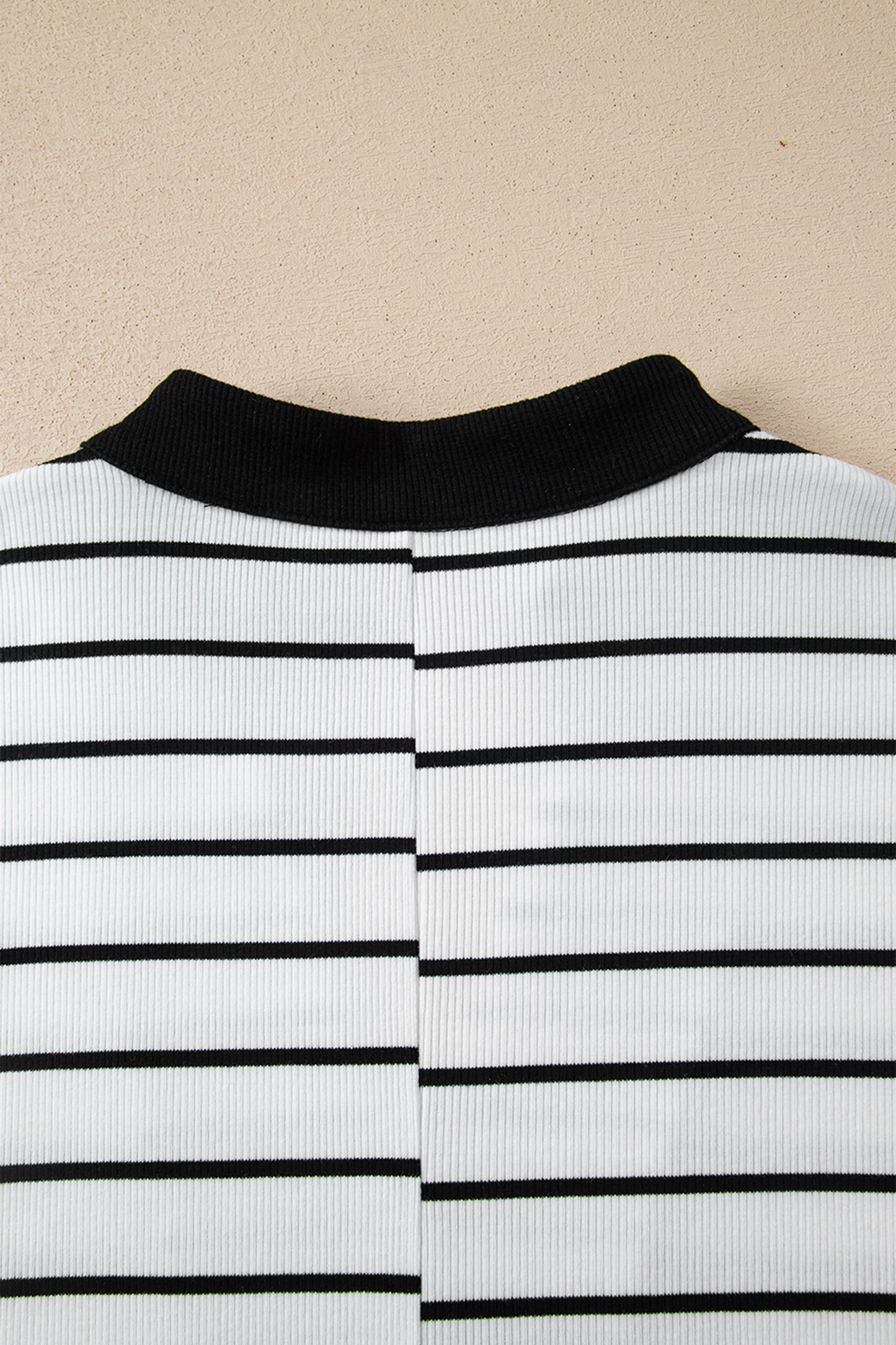 White Stripe Stand Collar V Neck Elastic Cuffs Half Sleeve Dolman Top-Tops/Blouses & Shirts-[Adult]-[Female]-2022 Online Blue Zone Planet