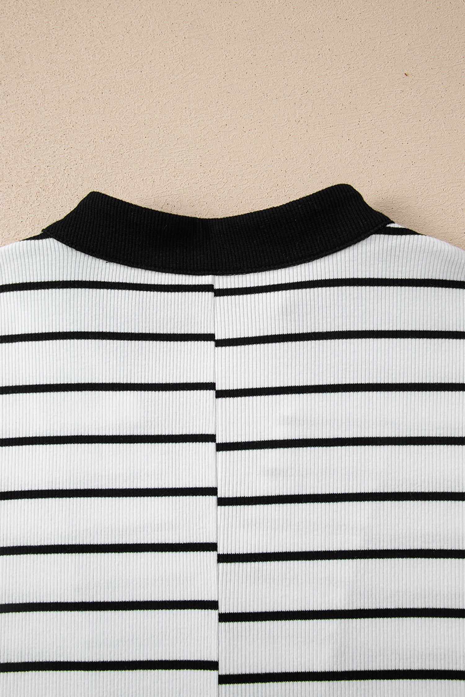 White Stripe Stand Collar V Neck Elastic Cuffs Half Sleeve Dolman Top-Tops/Blouses & Shirts-[Adult]-[Female]-2022 Online Blue Zone Planet
