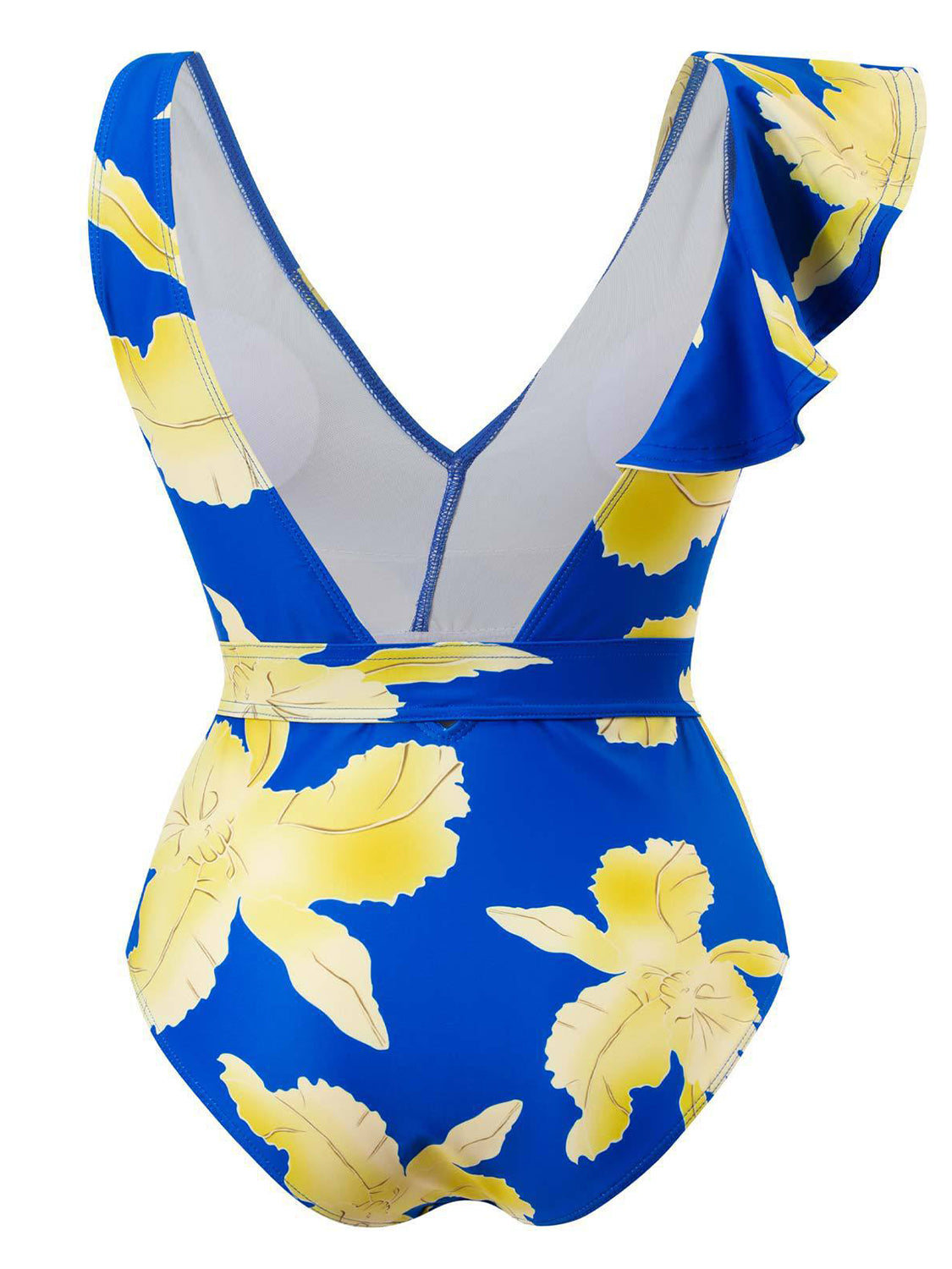 Tied Printed V-Neck Sleeveless One-Piece Swimwear-TOPS / DRESSES-[Adult]-[Female]-2022 Online Blue Zone Planet