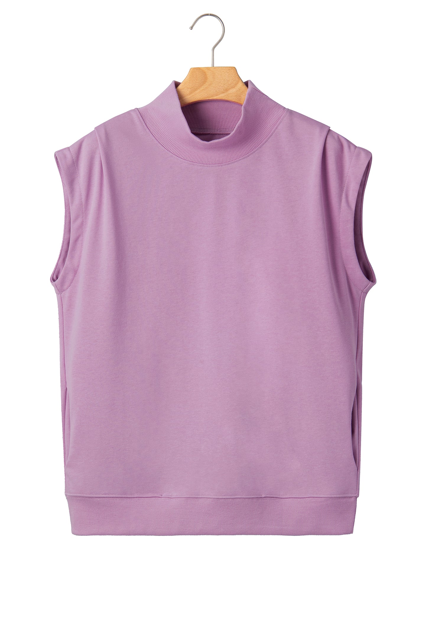 Phalaenopsis Solid Color High Neck Cap Sleeve Loose Top-Tops/Tops & Tees-[Adult]-[Female]-2022 Online Blue Zone Planet