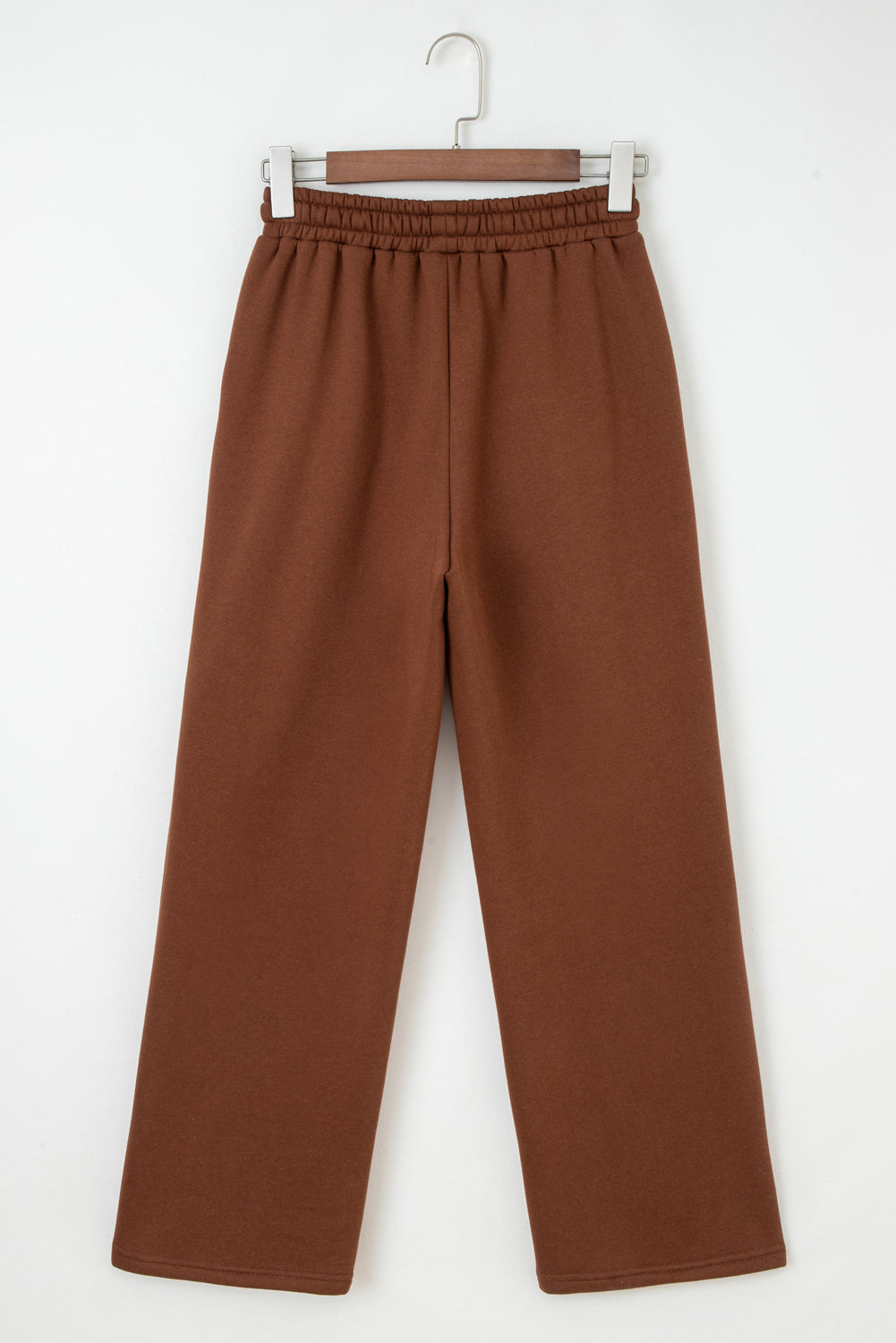 Coffee Fleece Lined Leopard Drawstring Elastic Waist Solid Pants-Bottoms/Pants & Culotte-[Adult]-[Female]-2022 Online Blue Zone Planet