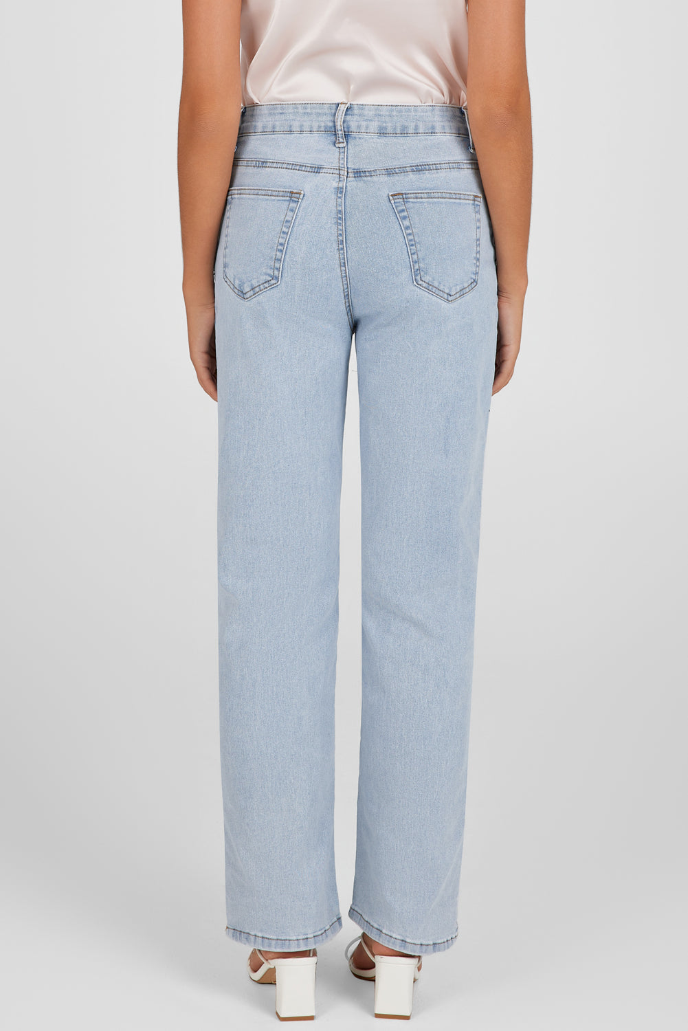 Sky Blue High Rise Slit Anklet Flare Jeans-Bottoms/Jeans-[Adult]-[Female]-2022 Online Blue Zone Planet