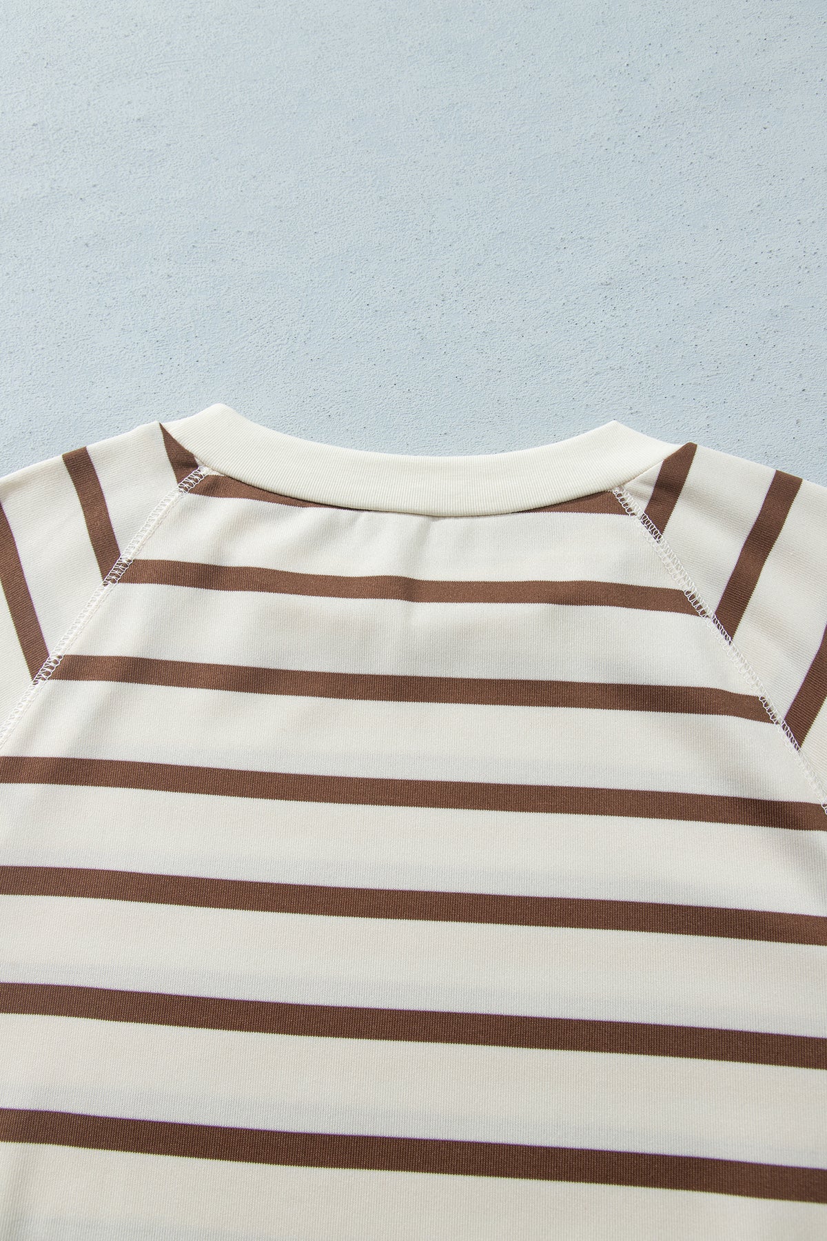 Khaki Stripe Relaxed Long Sleeve Top Color Block Detail Drawstring Pant Set-Two Piece Sets/Pant Sets-[Adult]-[Female]-2022 Online Blue Zone Planet