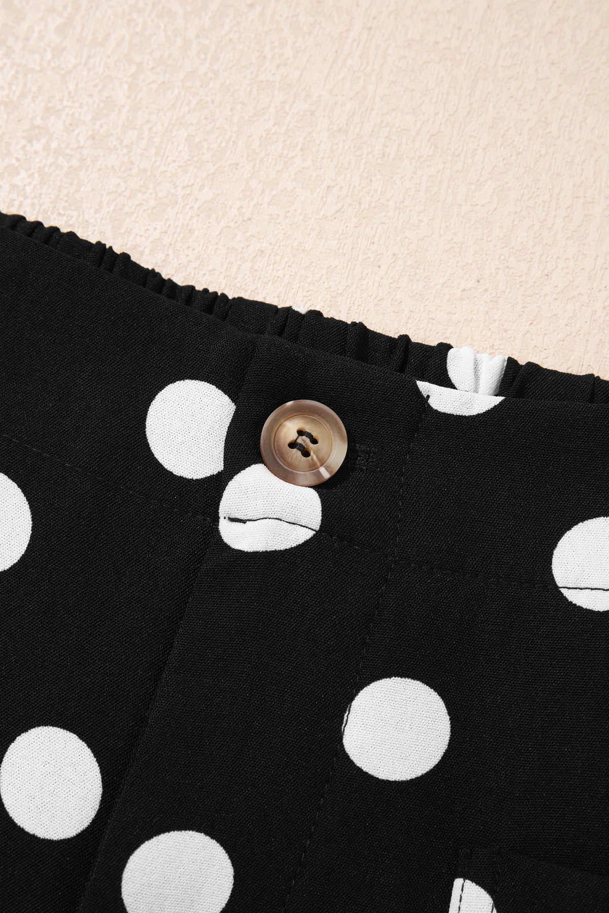 Black Polka Dot Print Patched Pocket Mid-rise Straight Leg Pants-Bottoms/Pants & Culotte-[Adult]-[Female]-2022 Online Blue Zone Planet