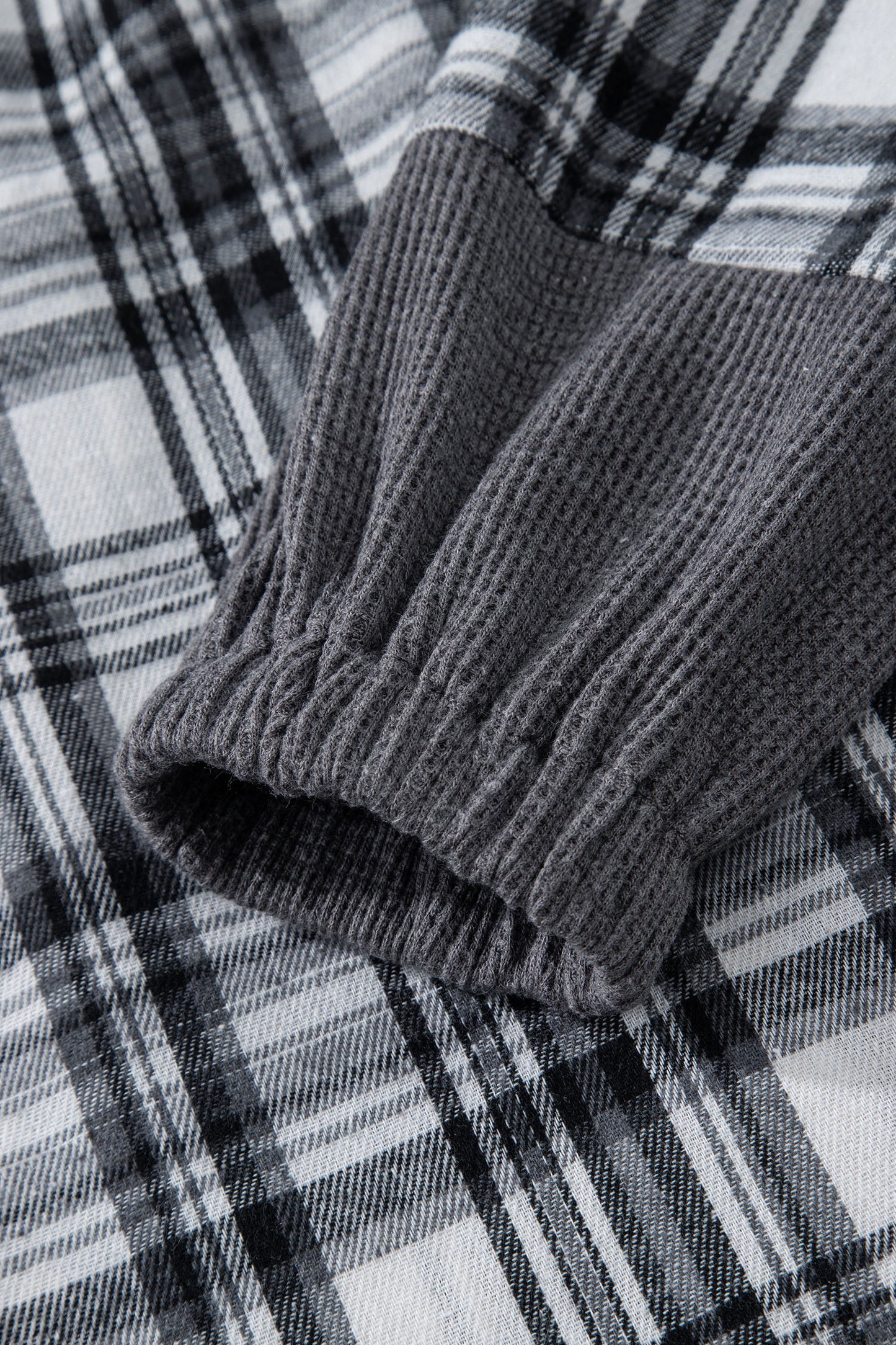 Gray Plaid Patchwork Long Sleeve Button Hooded Blouse-Tops / Dresses-[Adult]-[Female]-2022 Online Blue Zone Planet