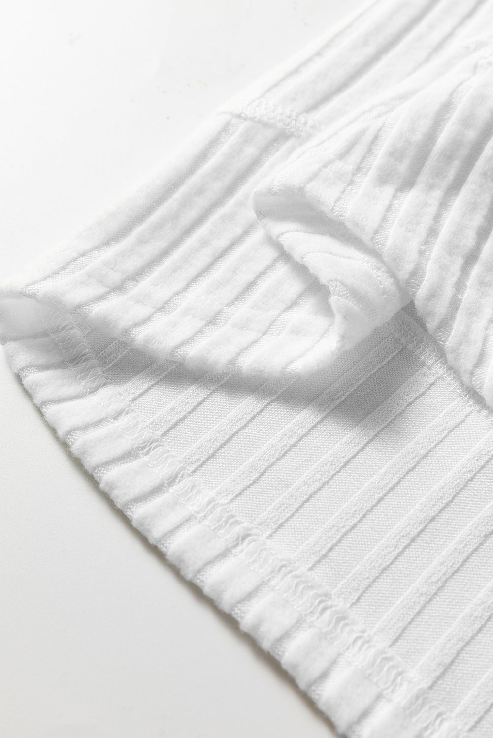 White Ribbed Texture Round Neck Long Sleeve Rounded Hem Knit Top-Tops/Long Sleeve Tops-[Adult]-[Female]-2022 Online Blue Zone Planet