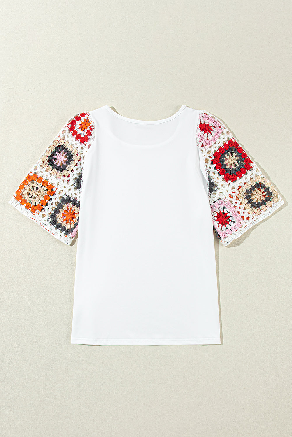 White Floral Crochet Short Sleeve Top-Tops/Tops & Tees-[Adult]-[Female]-2022 Online Blue Zone Planet