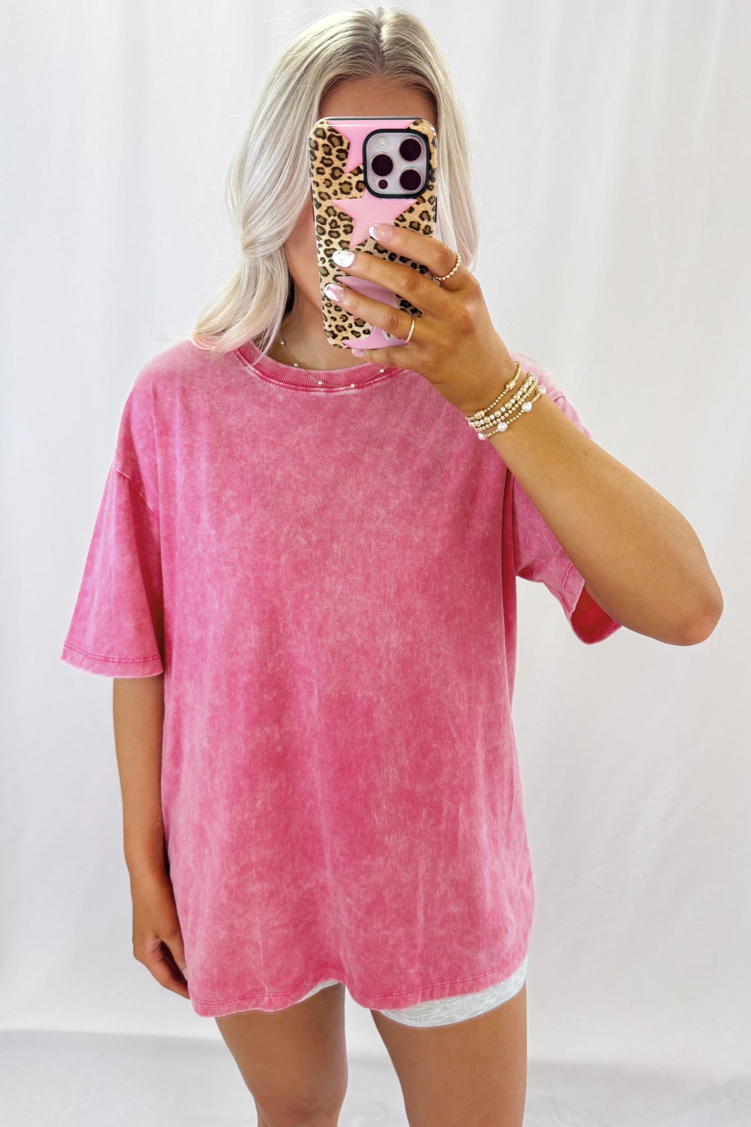 Rose Red Mineral Washed Oversized Tee-Tops/Tops & Tees-[Adult]-[Female]-2022 Online Blue Zone Planet