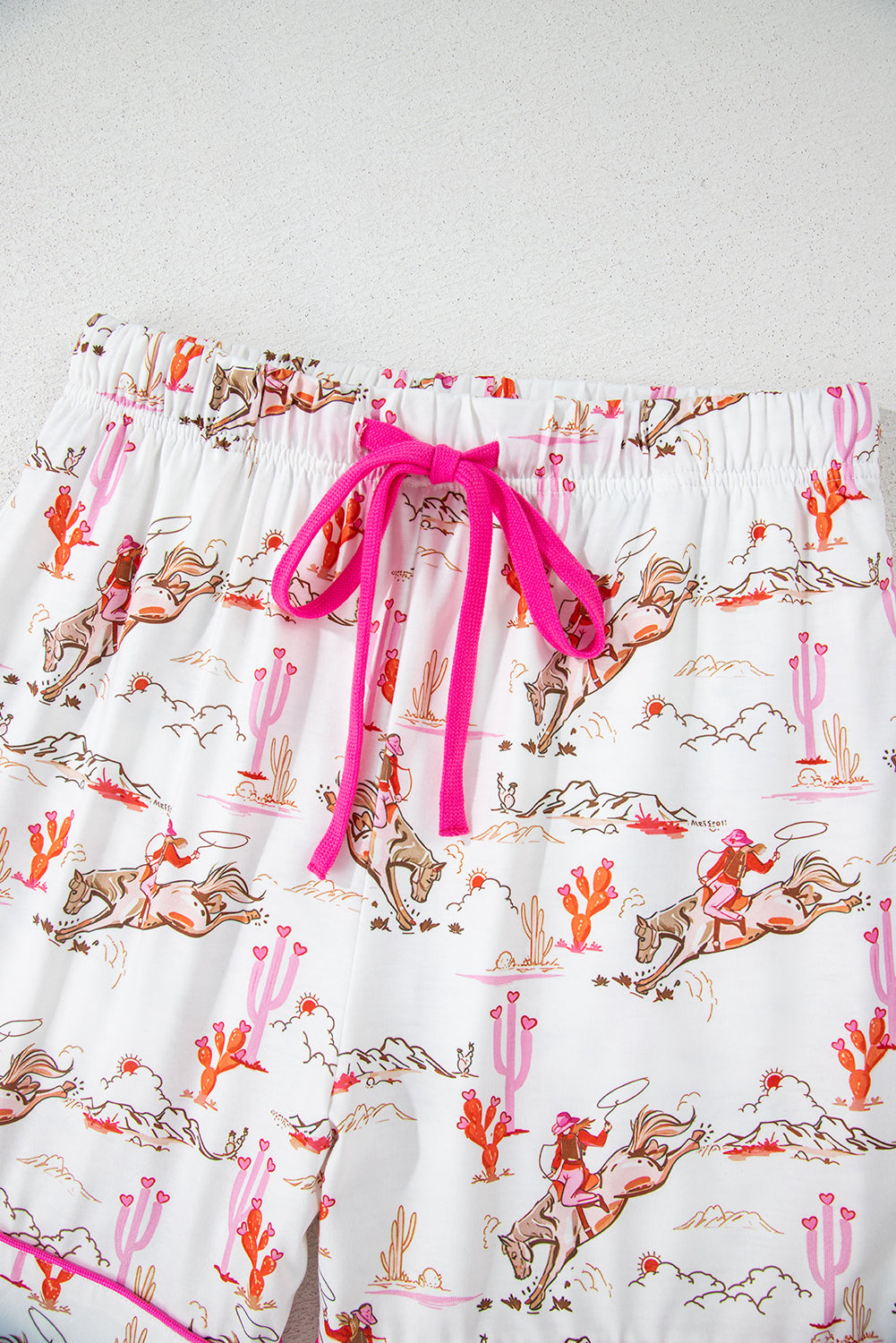 Blue Zone Planet | White Cowgirl Country Print Pajamas Set-Loungewear & Sleepwear/Sleepwear-[Adult]-[Female]-2022 Online Blue Zone Planet