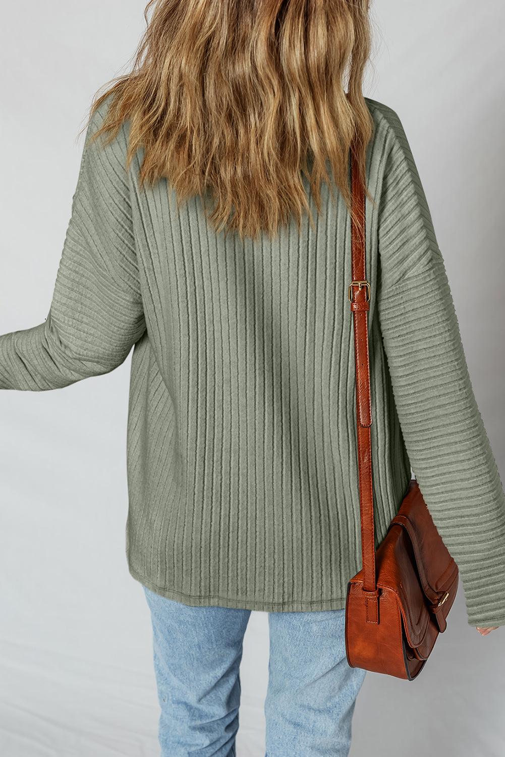 Mist Green Thermal Ribbed Texture Drop Shoulder Button Up Shacket-Outerwear/Jackets-[Adult]-[Female]-2022 Online Blue Zone Planet