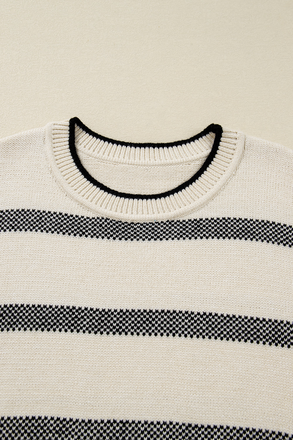 Apricot Stripe Wide Sleeve Drop Shoulder Crew Neck Plus Sweater-Sweaters & Cardigans/Sweaters-[Adult]-[Female]-2022 Online Blue Zone Planet