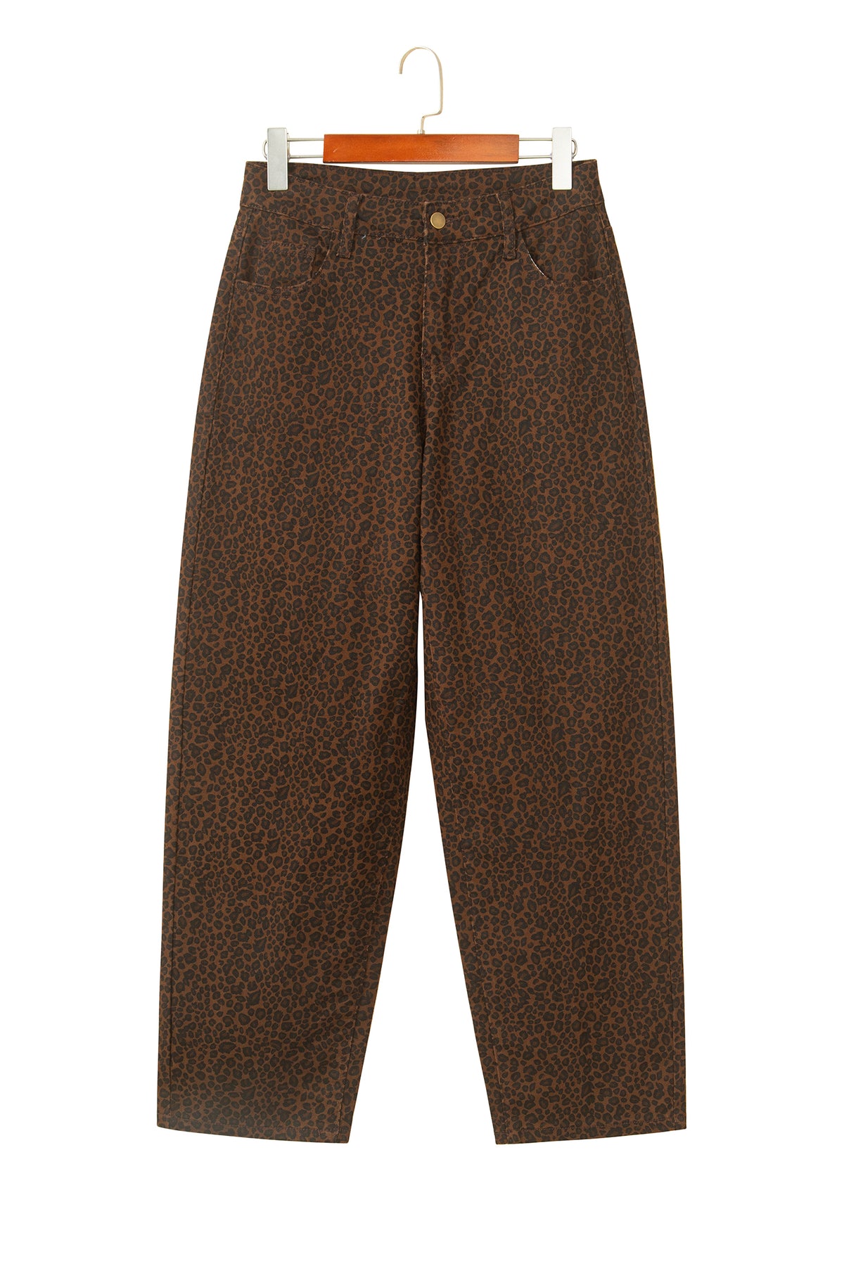 Brown Casual Leopard Print Full-Length Regular Fit Jeans-TOPS / DRESSES-[Adult]-[Female]-2022 Online Blue Zone Planet
