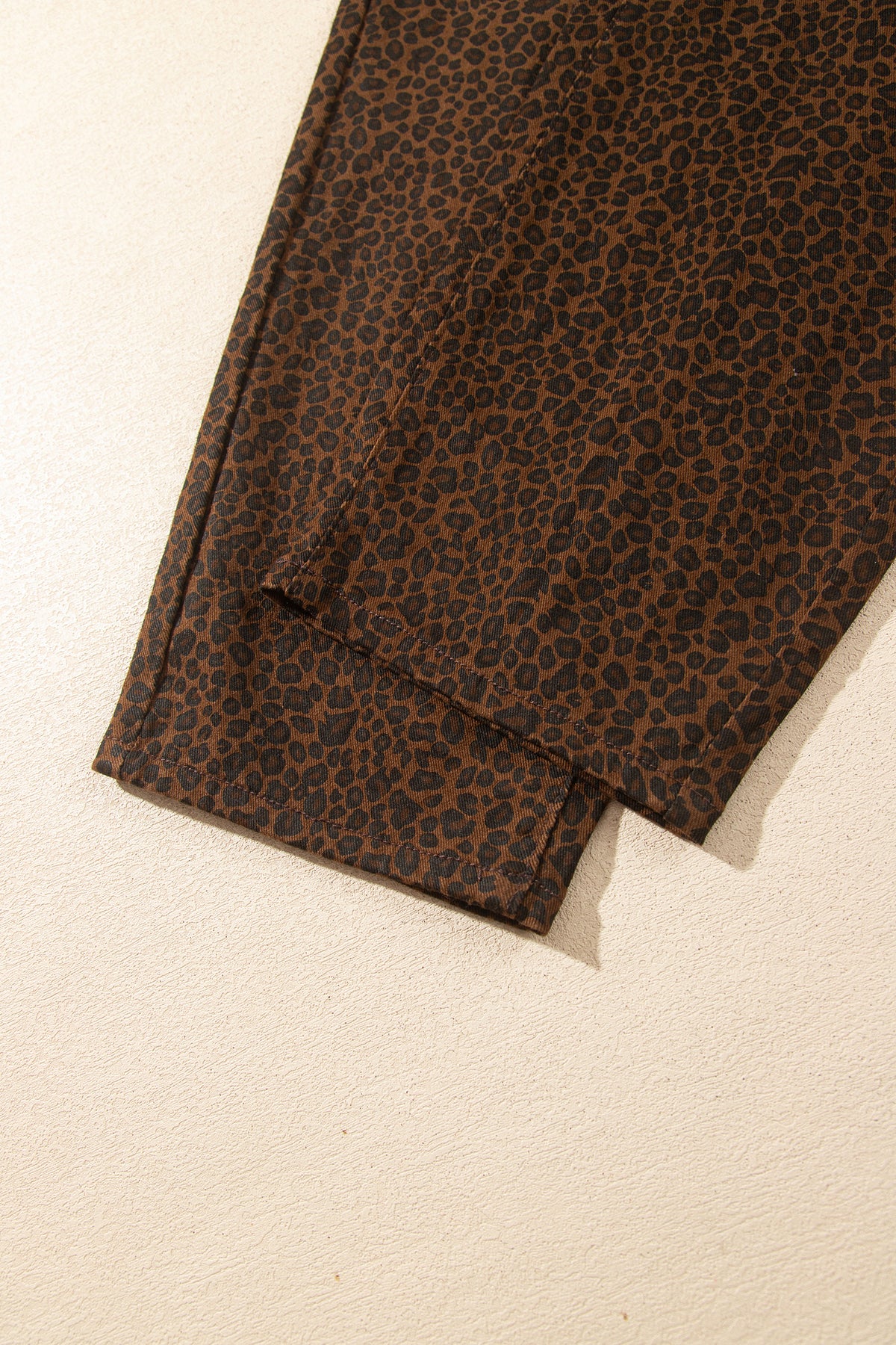 Brown Casual Leopard Print Full-Length Regular Fit Jeans-TOPS / DRESSES-[Adult]-[Female]-2022 Online Blue Zone Planet