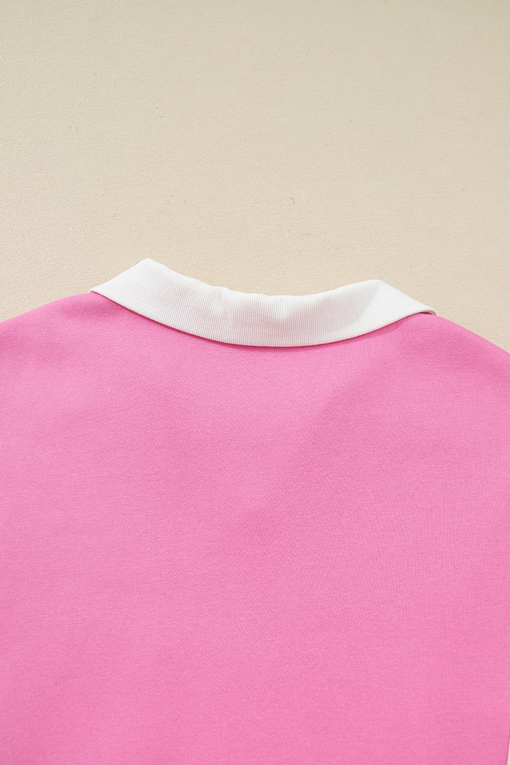 Pink Plus Size Contrast Polo Collar Floral Patchwork Elastic Cuffs Long Sleeve Top-Plus Size/Plus Size Tops/Plus Size Long Sleeve Tops-[Adult]-[Female]-2022 Online Blue Zone Planet