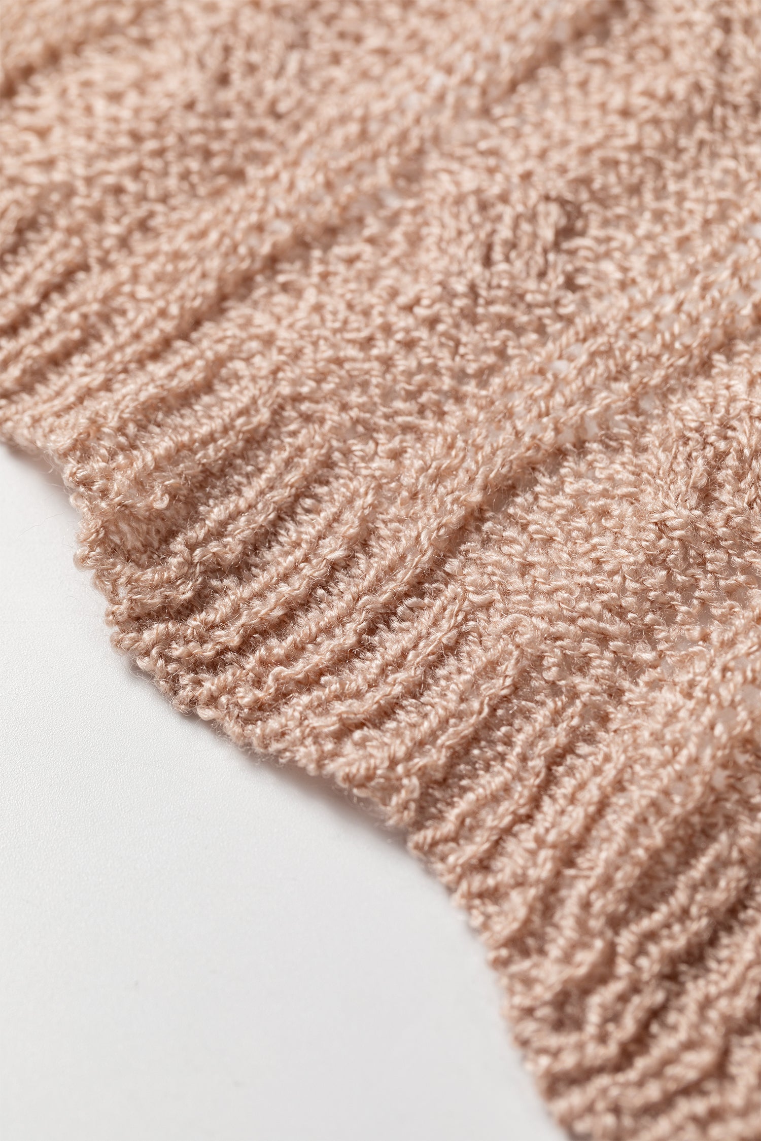 Old Rose Hollowed Pattern Knit Drop Shoulder Open Sweater Cardigan-Sweaters & Cardigans/Cardigans-[Adult]-[Female]-2022 Online Blue Zone Planet