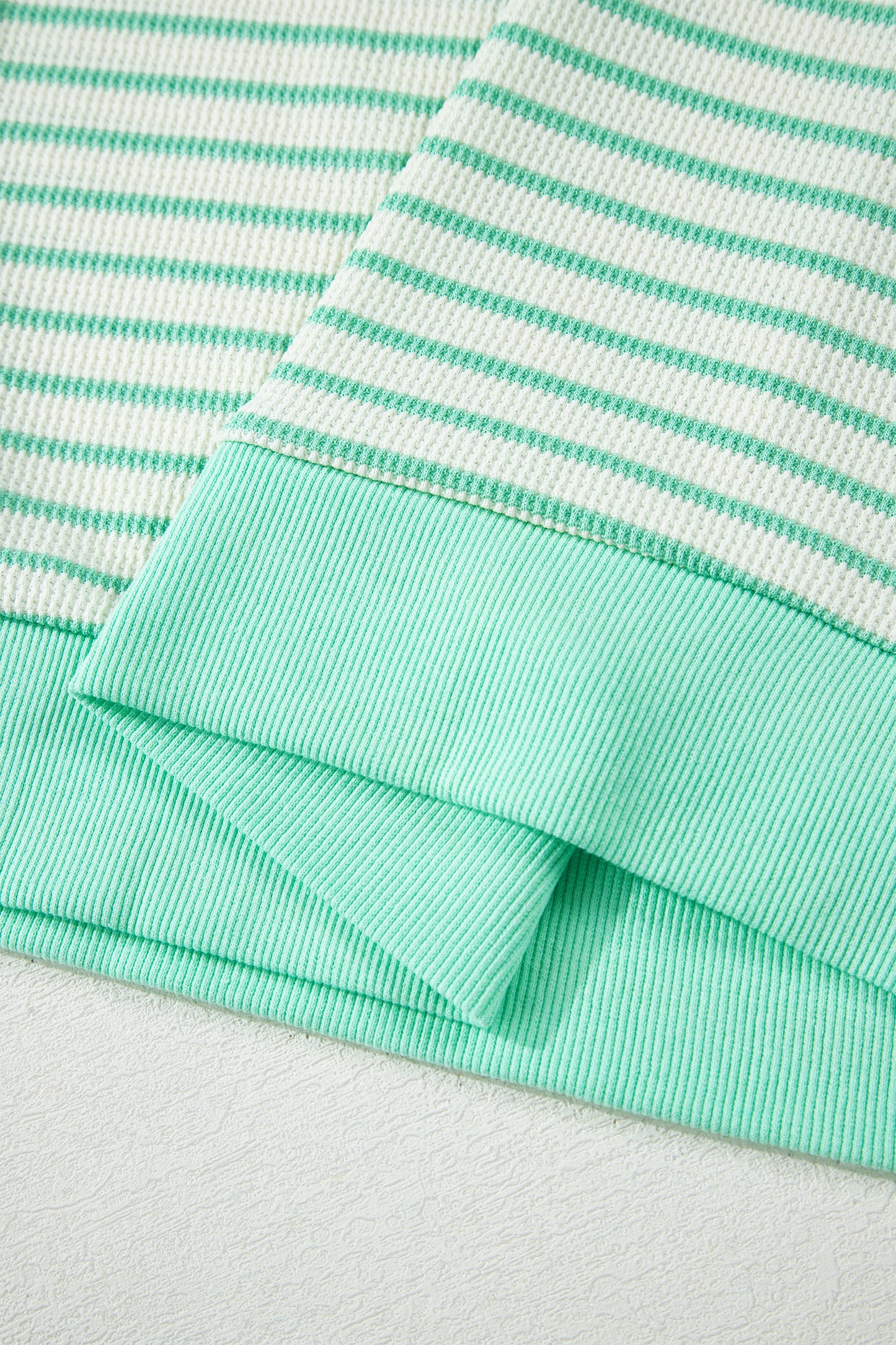 Green Stripe Colorblock Trim Round Neck Short Sleeve Tee-Tops/Tops & Tees-[Adult]-[Female]-2022 Online Blue Zone Planet