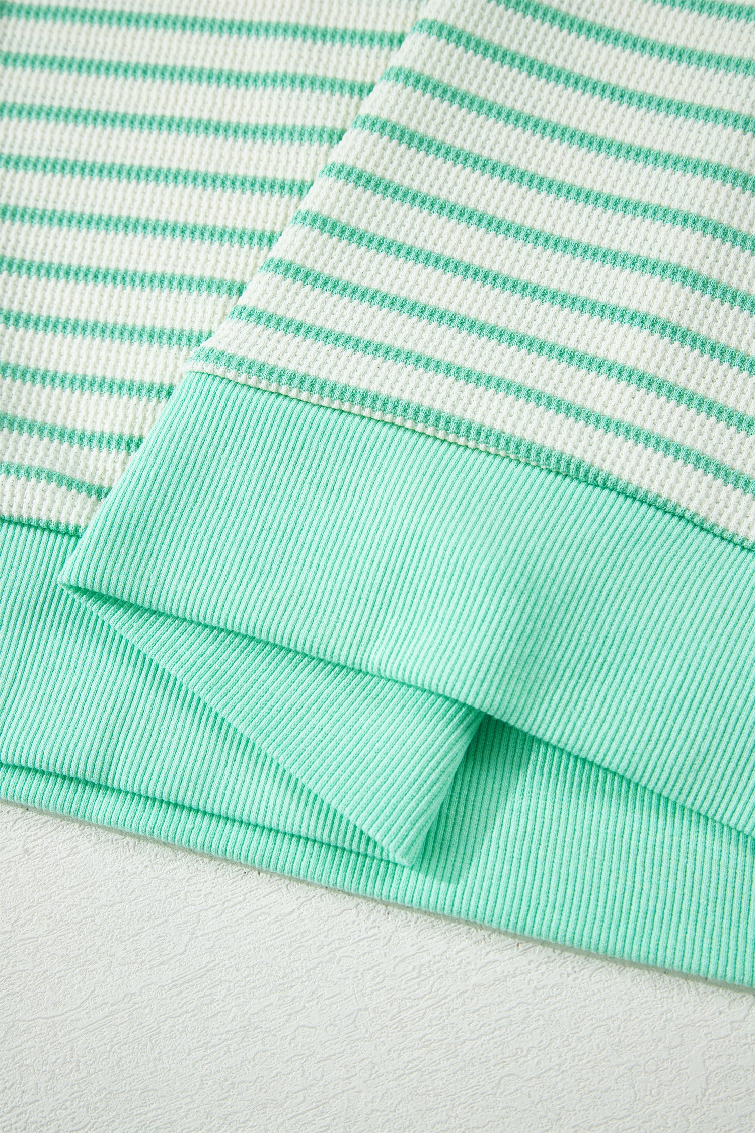 Green Stripe Colorblock Trim Round Neck Short Sleeve Tee-Tops/Tops & Tees-[Adult]-[Female]-2022 Online Blue Zone Planet