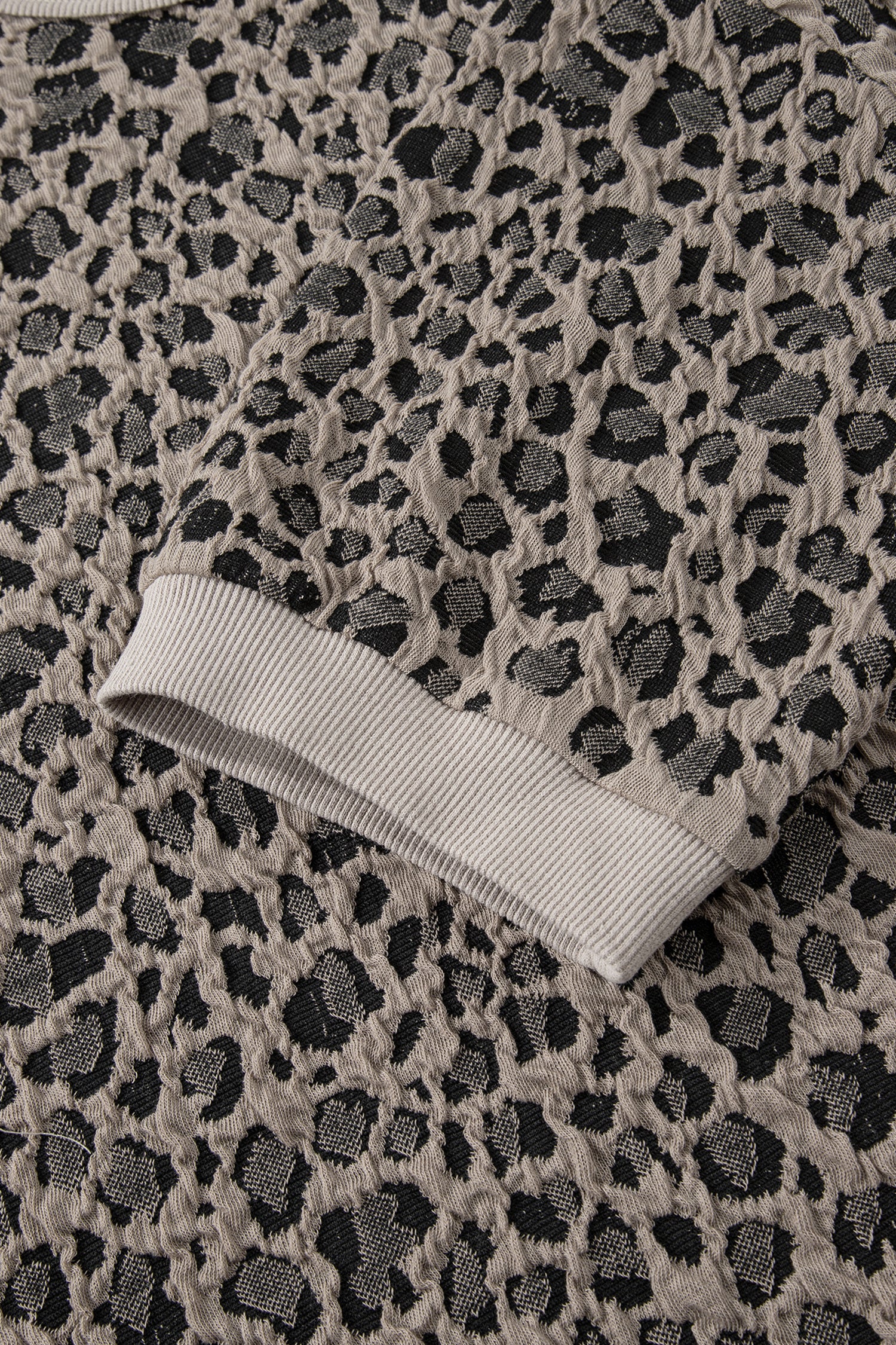 Khaki Jacquard Leopard Half Sleeve Jumper Wide Leg Pant Set-Two Piece Sets/Pant Sets-[Adult]-[Female]-2022 Online Blue Zone Planet