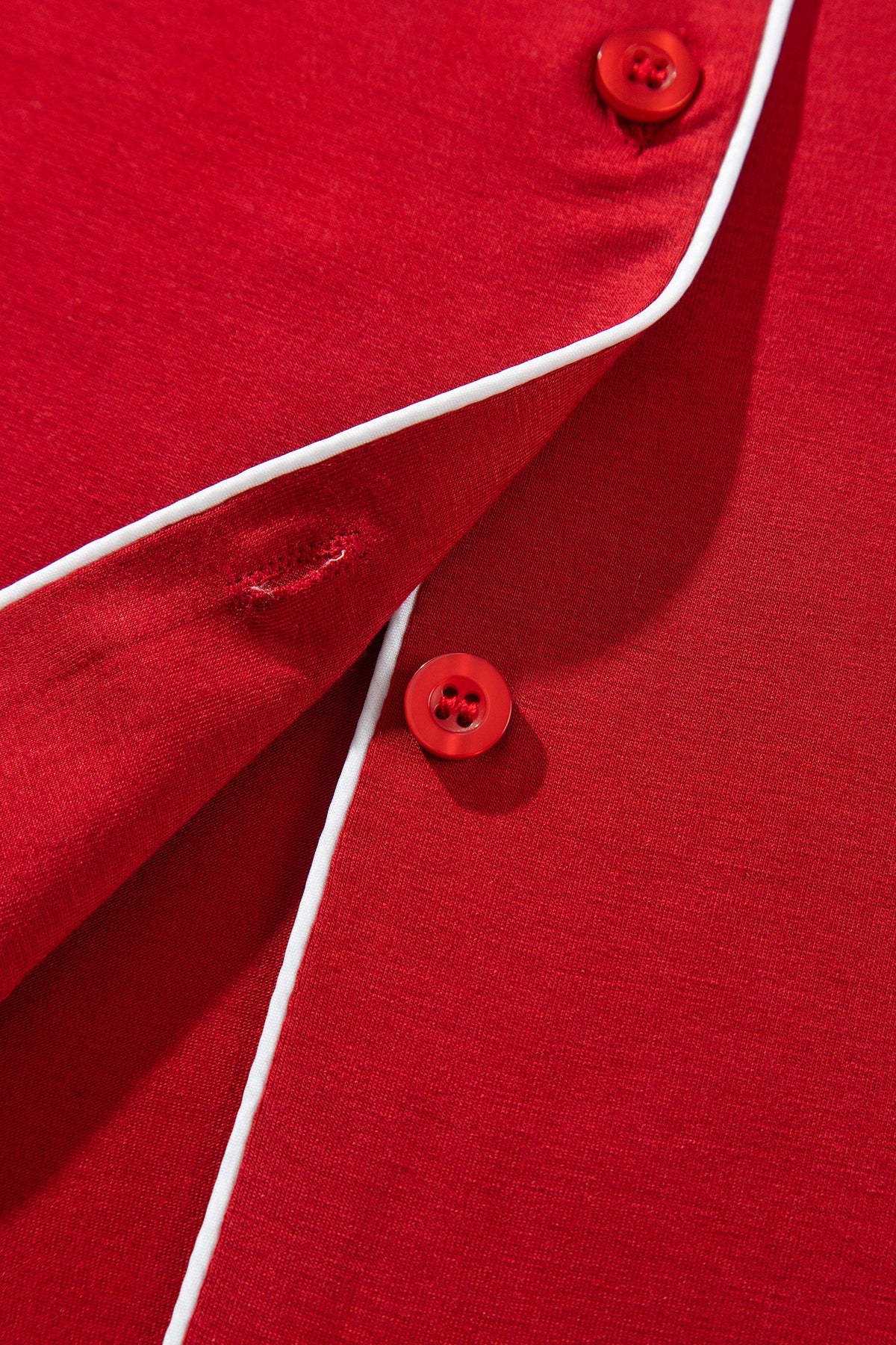 Racing Red Bow Pocket Detail Long Sleeve Shirt 2pcs Pajama Set-Loungewear & Sleepwear/Loungewear-[Adult]-[Female]-2022 Online Blue Zone Planet