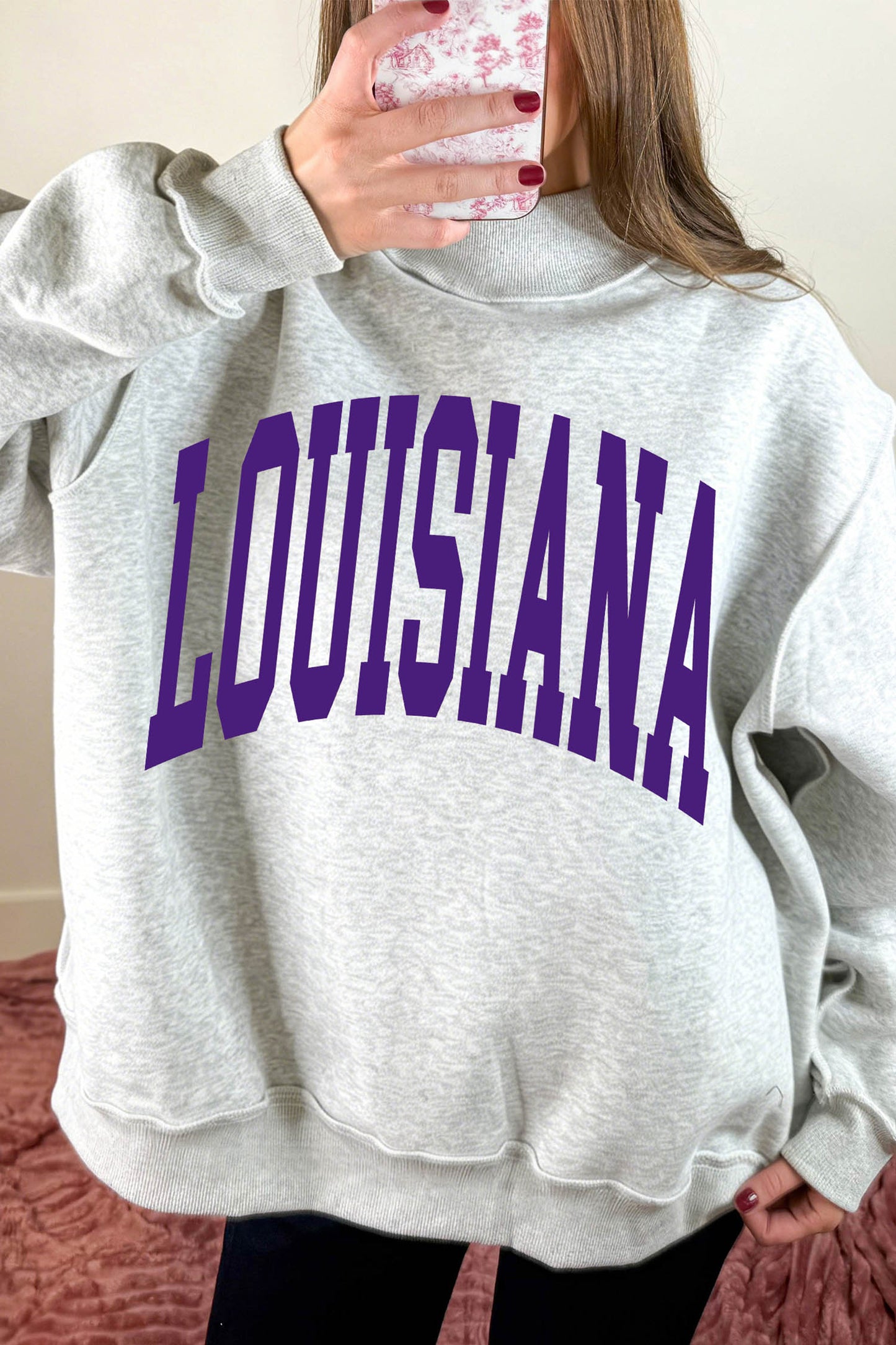 Light Grey LOUISIANA/ TIGERS Double Side Printed High Neck Reversible Sweatshirt-Graphic/Graphic Sweatshirts-[Adult]-[Female]-2022 Online Blue Zone Planet