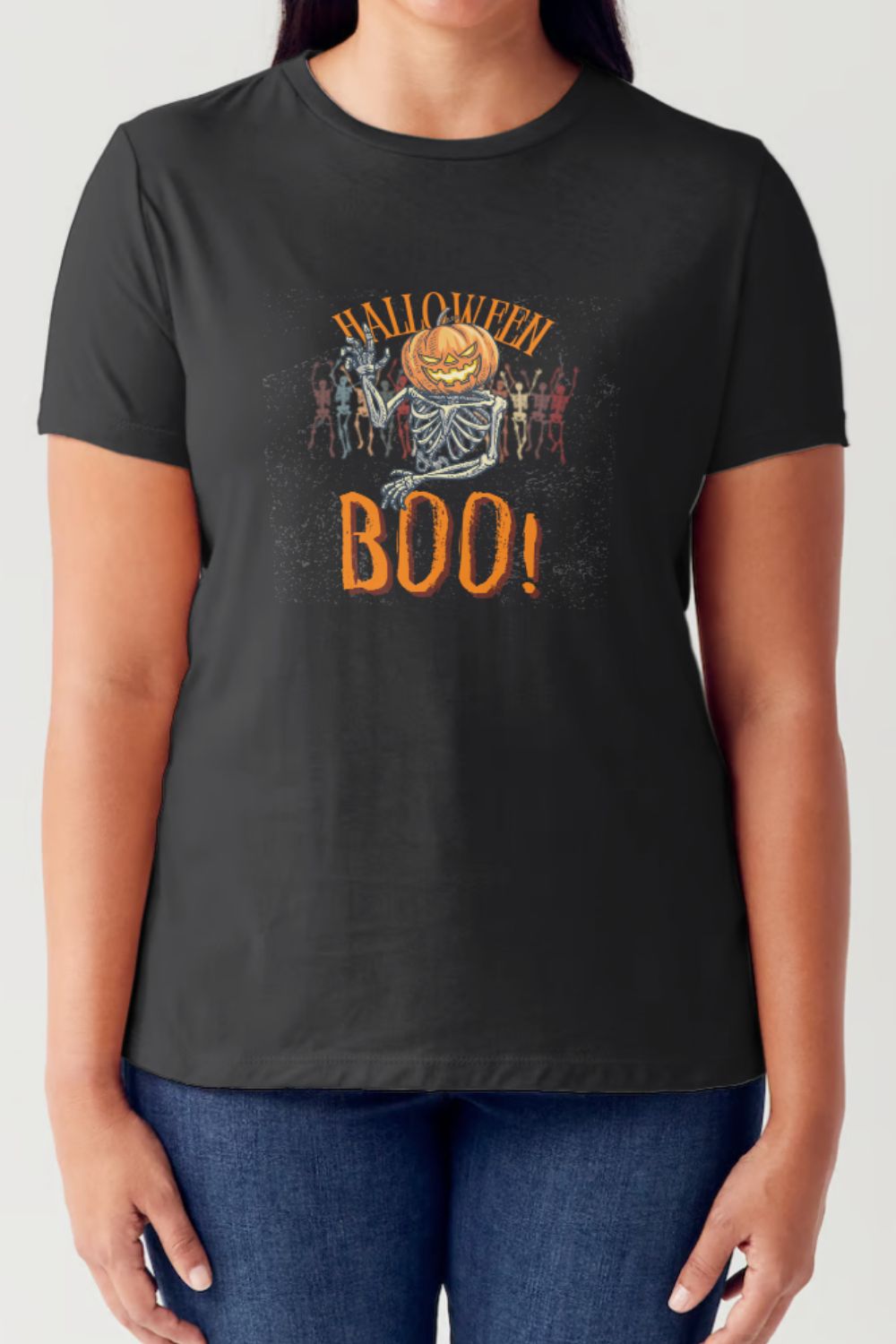 Simply Love Full Size Pumpkin Skeleton Graphic Short Sleeve Tubular T-Shirt-TOPS / DRESSES-[Adult]-[Female]-Black-S-2022 Online Blue Zone Planet