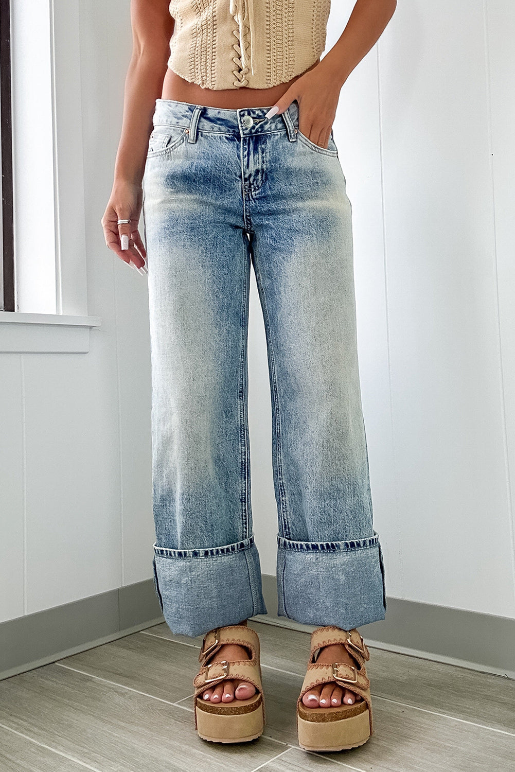 Blue Zone Planet | Myosotis High Rise Button Zip Fly Medium Wash Jeans-Bottoms/Jeans-[Adult]-[Female]-2022 Online Blue Zone Planet