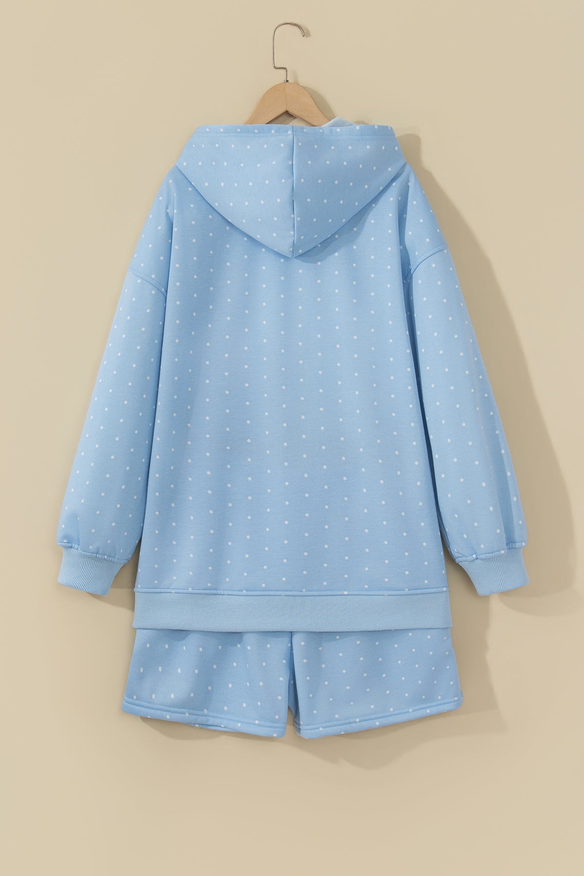 Pink Polka Dot Printed Oversized Hoodie Casual Shorts 2pcs Set-Tops / Dresses-[Adult]-[Female]-2022 Online Blue Zone Planet