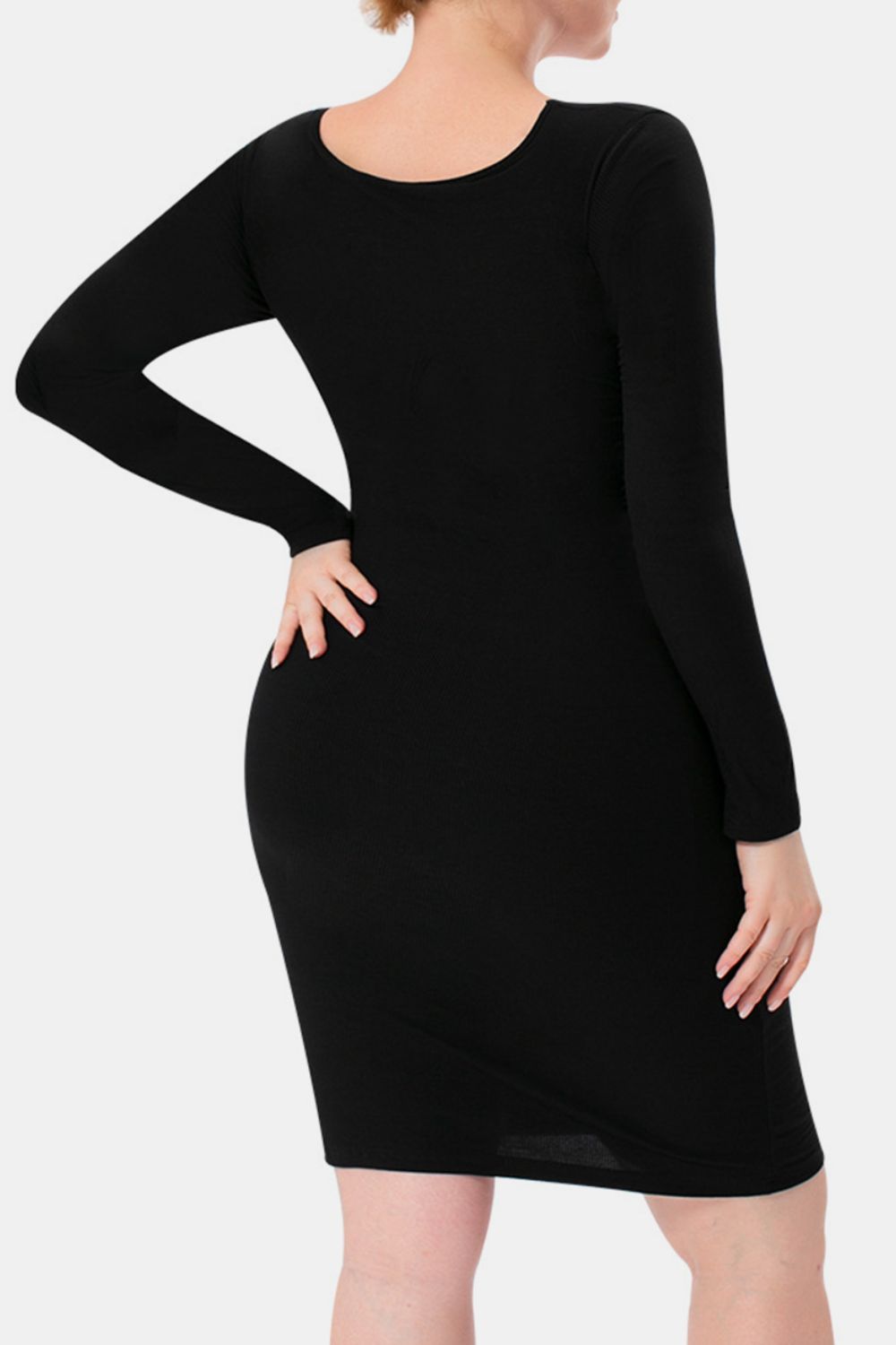 Blue Zone Planet | Basic Bae Full Size Built-In Shapewear Square Neck Long Sleeve Dress-TOPS / DRESSES-[Adult]-[Female]-2022 Online Blue Zone Planet