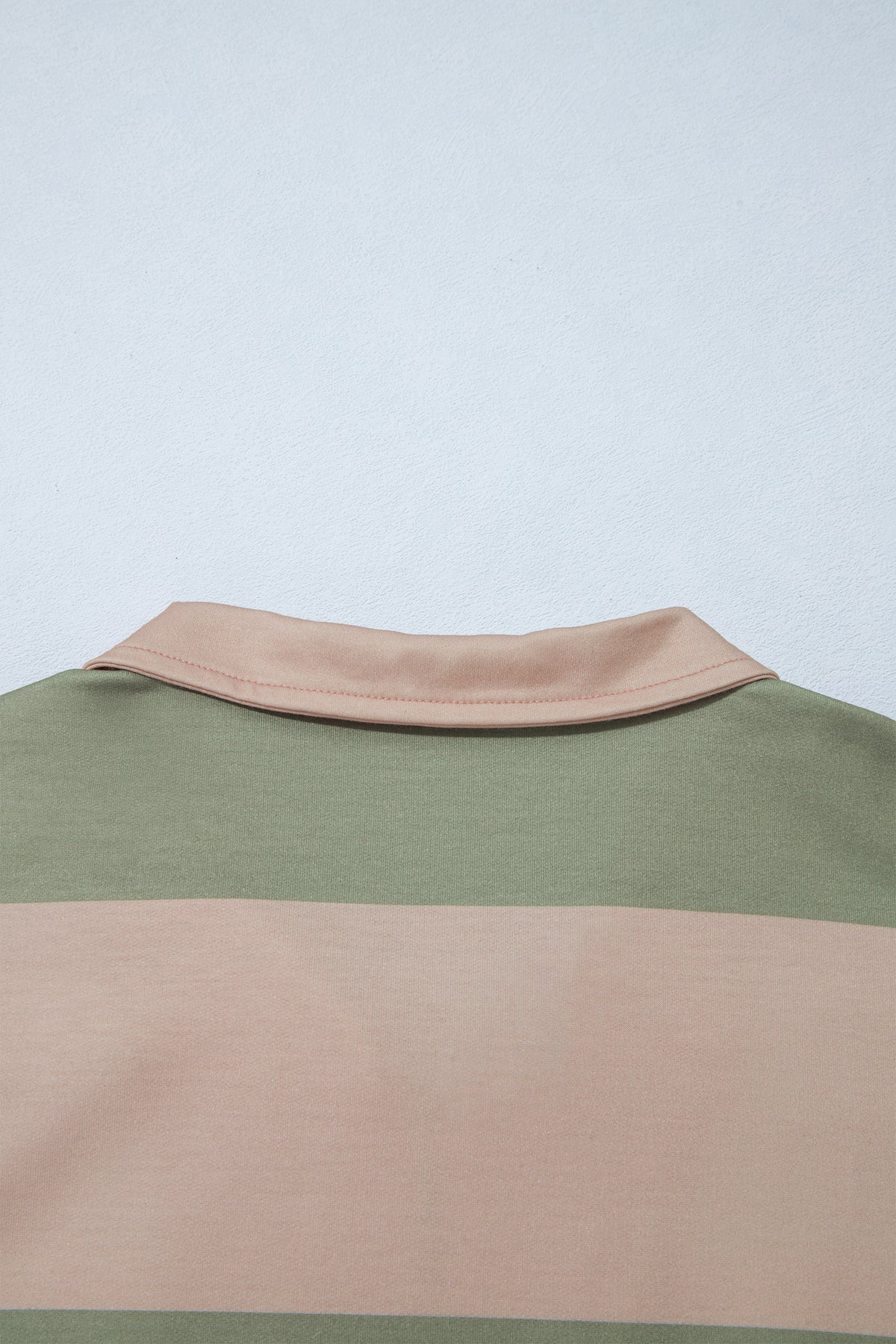 Green Striped Colorblock Zipper Pullover Long Sleeve Loose Top-Tops/Long Sleeve Tops-[Adult]-[Female]-2022 Online Blue Zone Planet