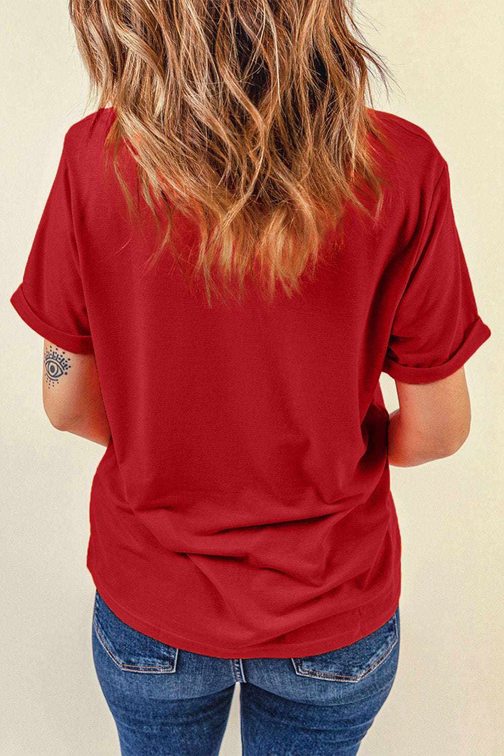 Red Sequined LOVE Letter Valentines T-shirt-Graphic/Graphic Tees-[Adult]-[Female]-2022 Online Blue Zone Planet