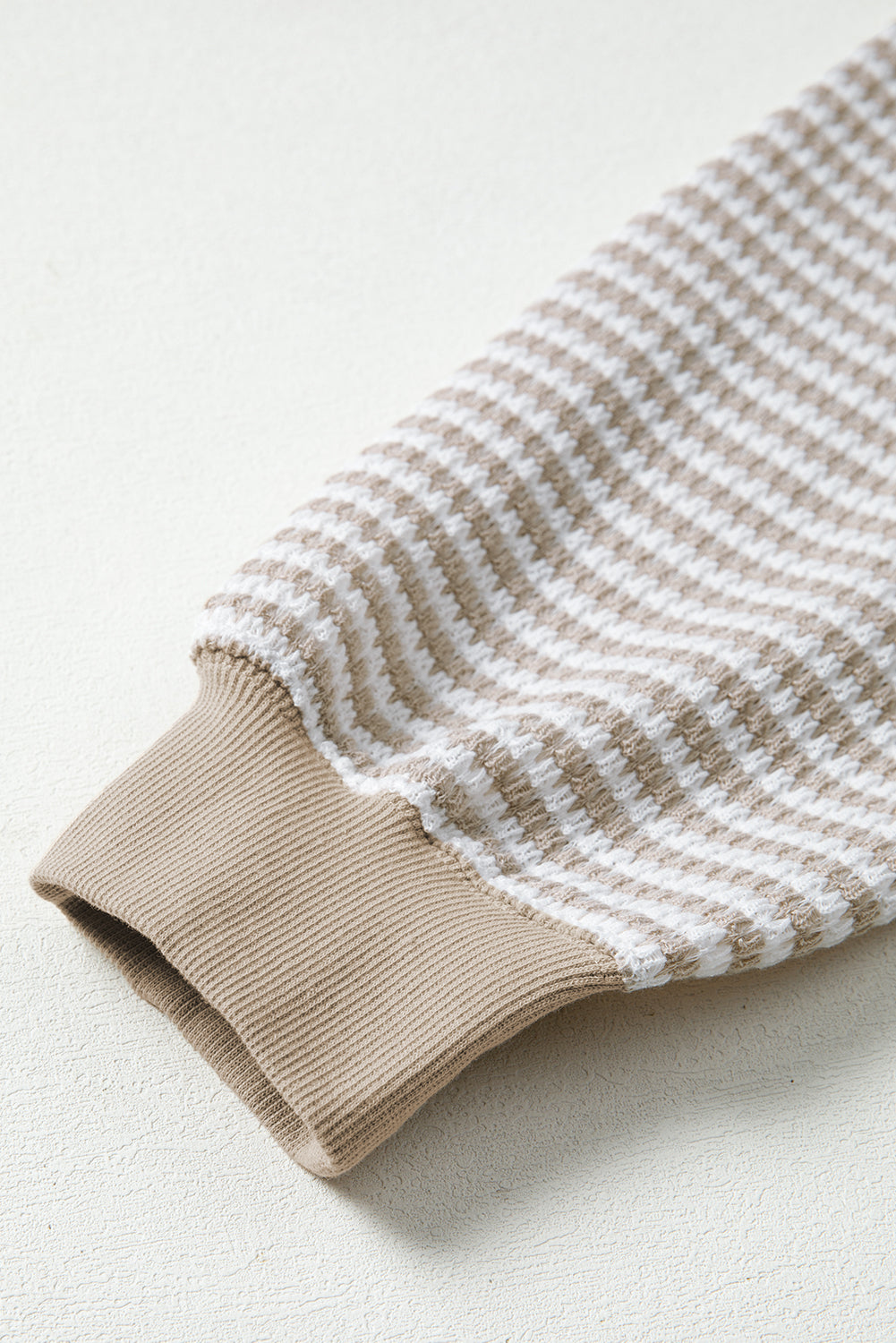 Brown Stripe Ribbed Trim Drop Shoulder Long Sleeve Oversize Top-Tops/Long Sleeve Tops-[Adult]-[Female]-2022 Online Blue Zone Planet